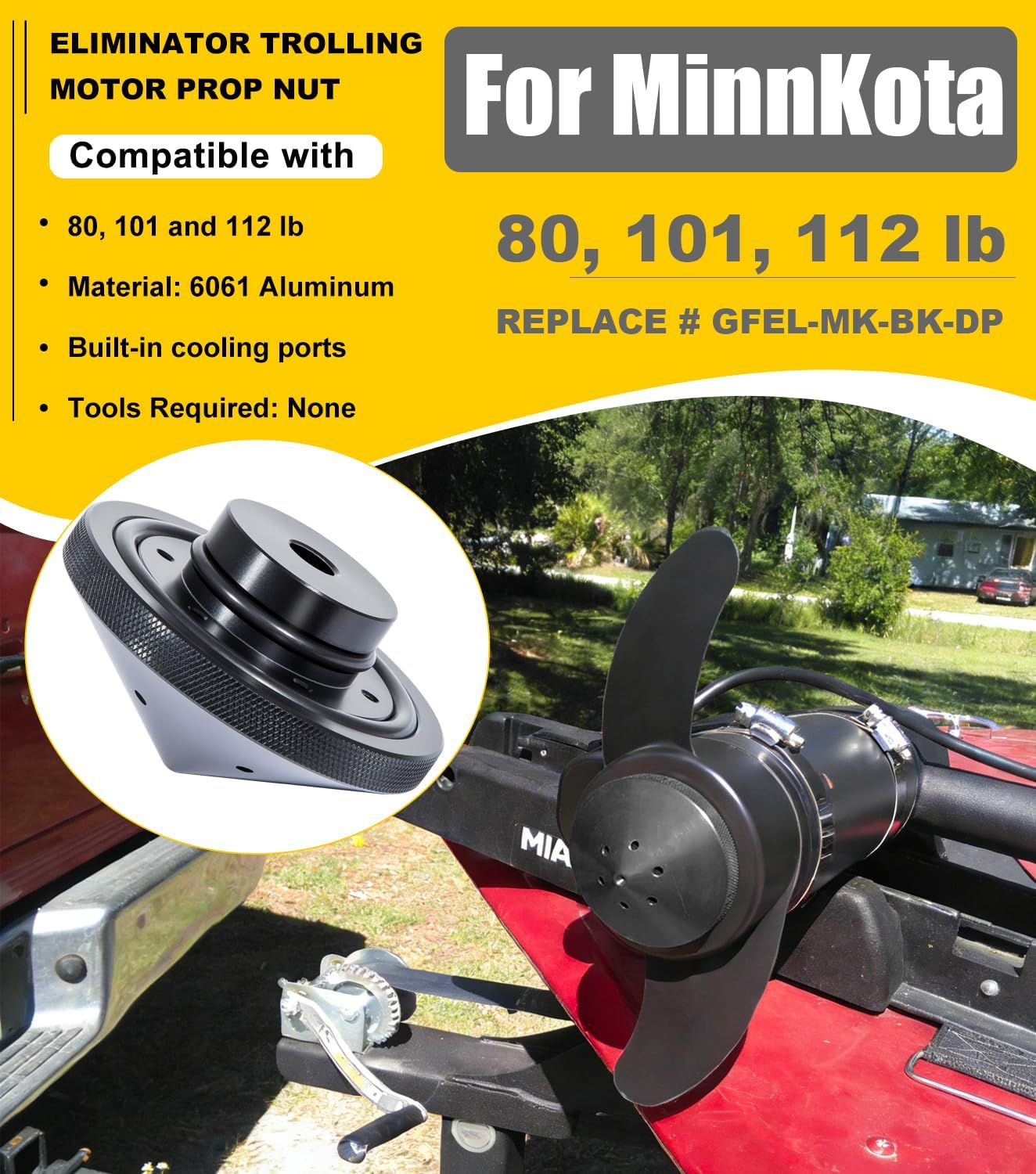 Eliminator Trolling Motor Prop Nut Custom Fit for MotorGuide X3 X5 XI3 XI5