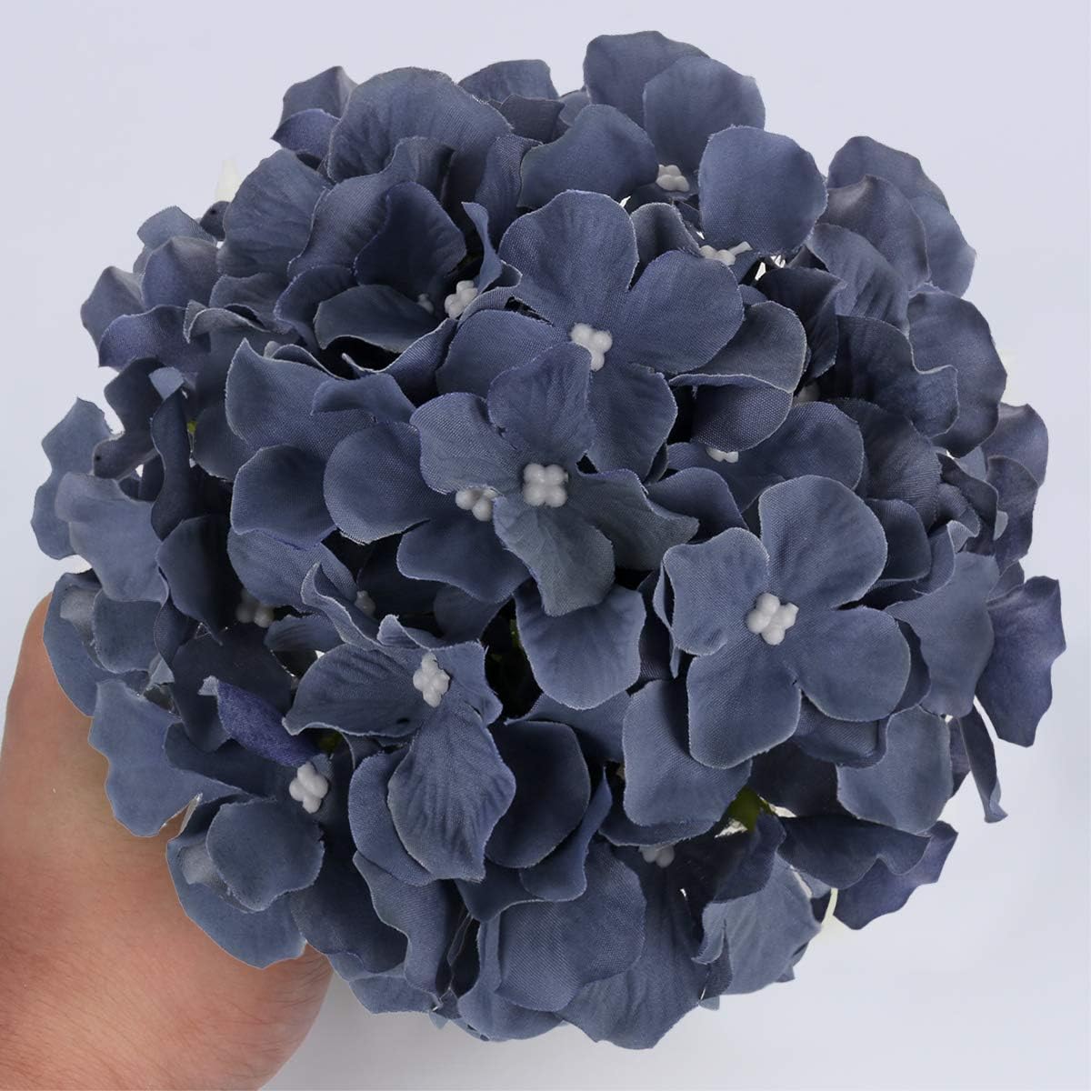 Silk Hydrangea Heads Artificial Flowers Heads with Stems for Home Wedding Decor,Pack of 10 (White)