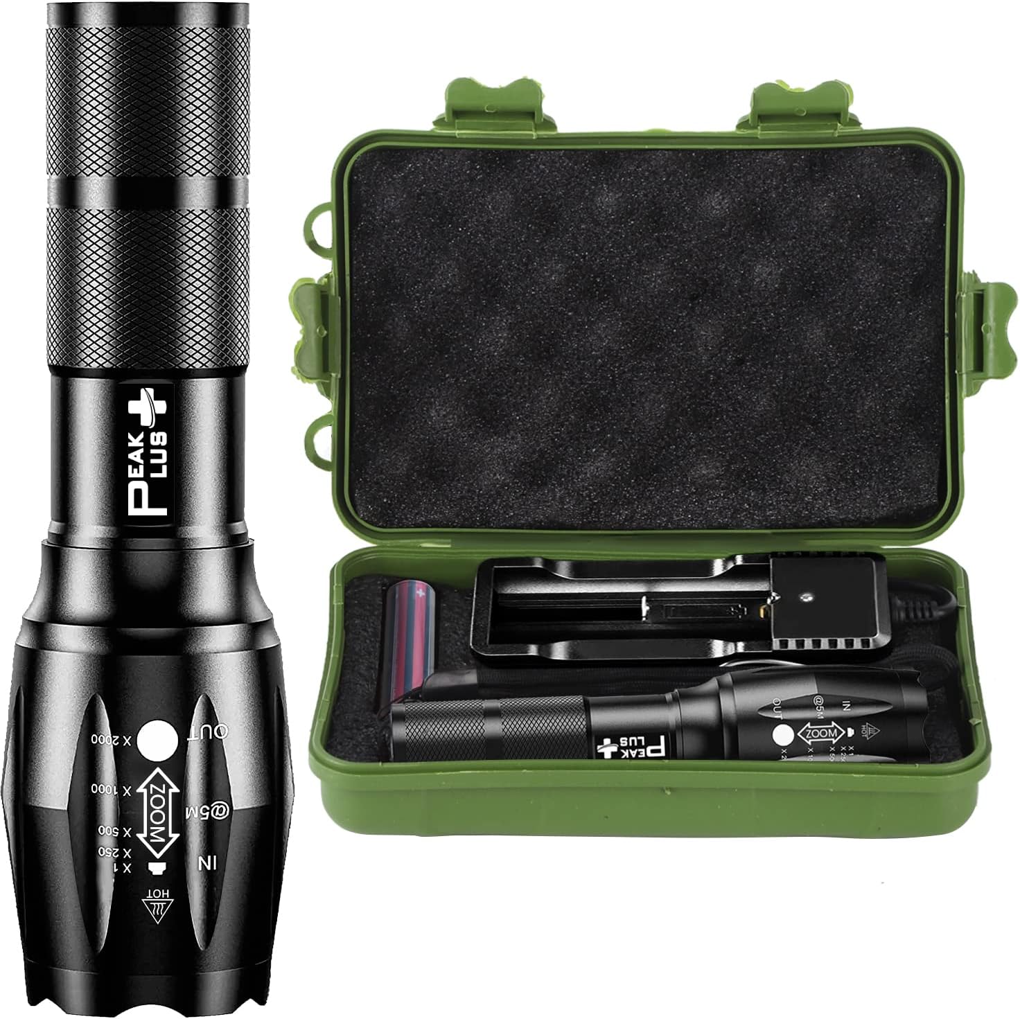 Rechargeable Tactical Flashlight LFX1000 (Rechargeable Battery and Charger Included) - High Lumens LED, Super Bright, Zoomable, 5 Modes