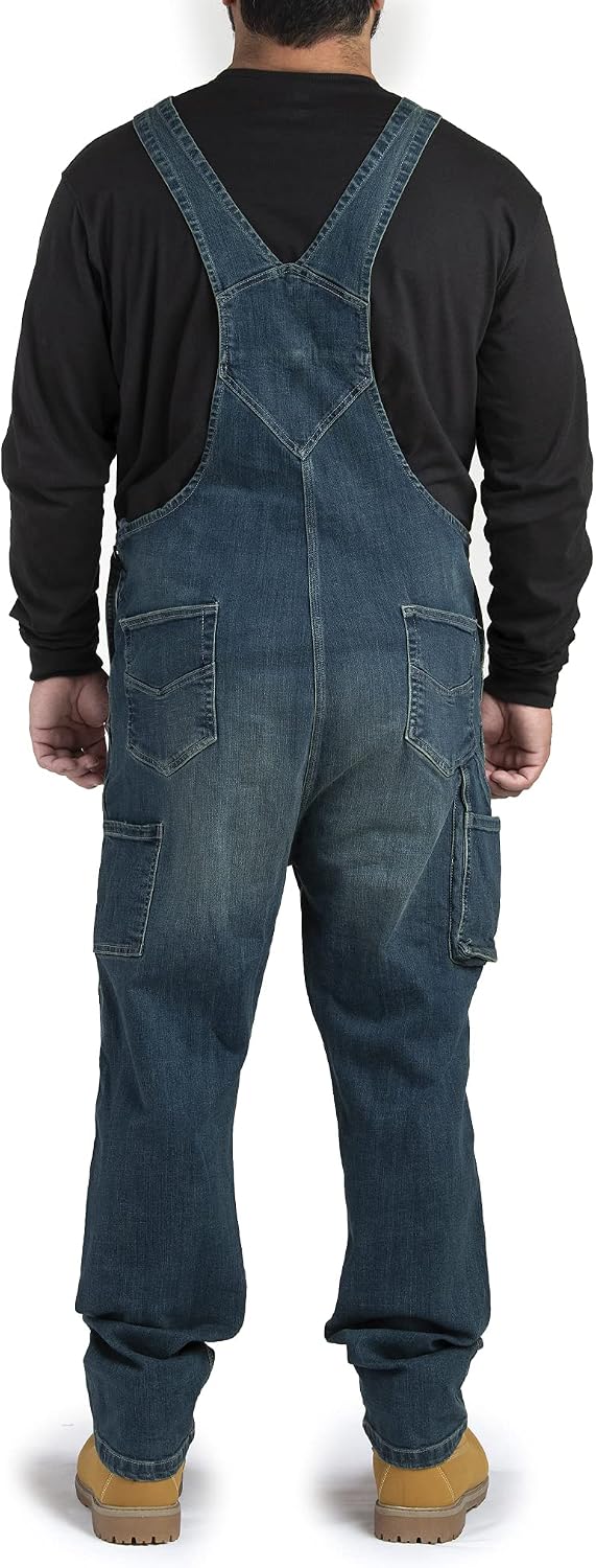 Berne Men's Highland Unlined Washed Flex Denim Bib Overall