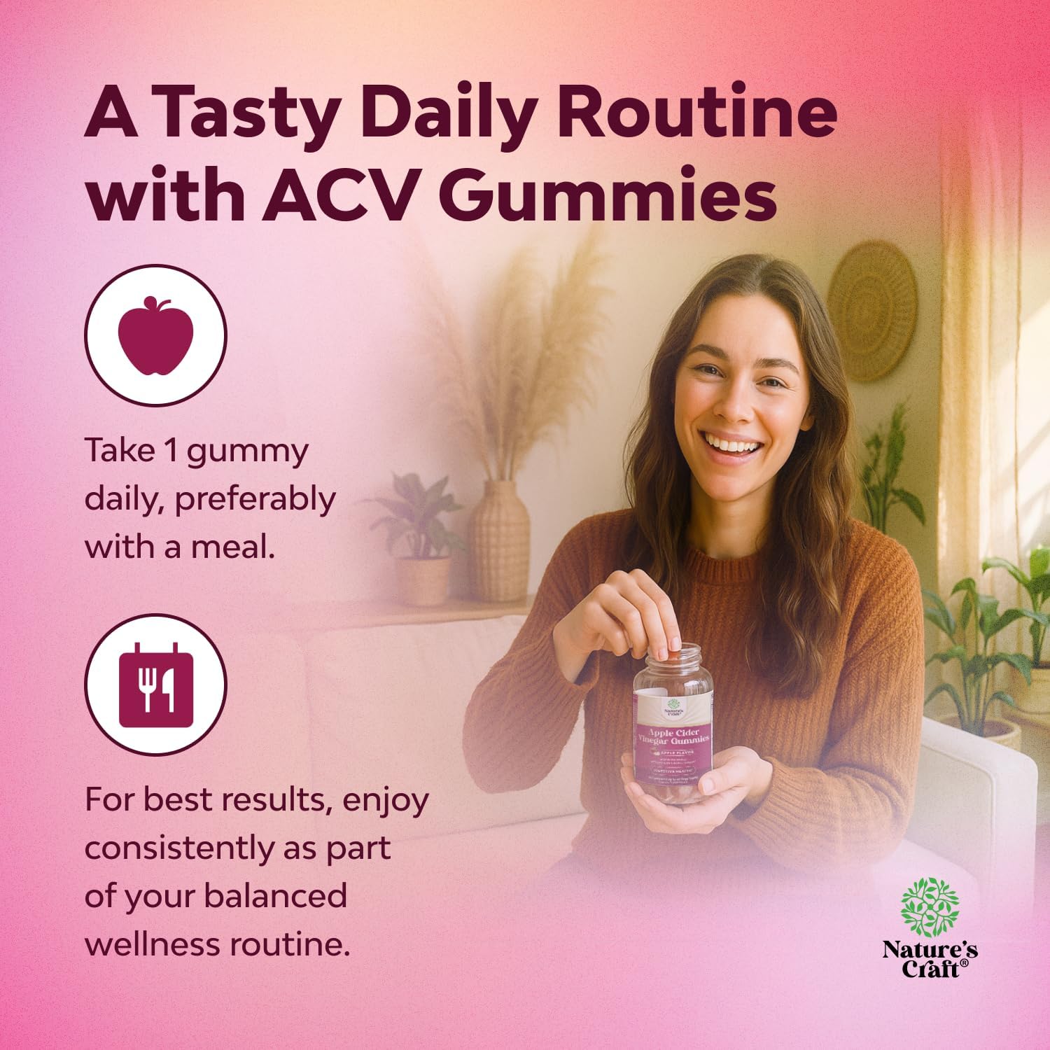 Apple Cider Vinegar Gummies - Energy and Metabolic Support - 60 Count