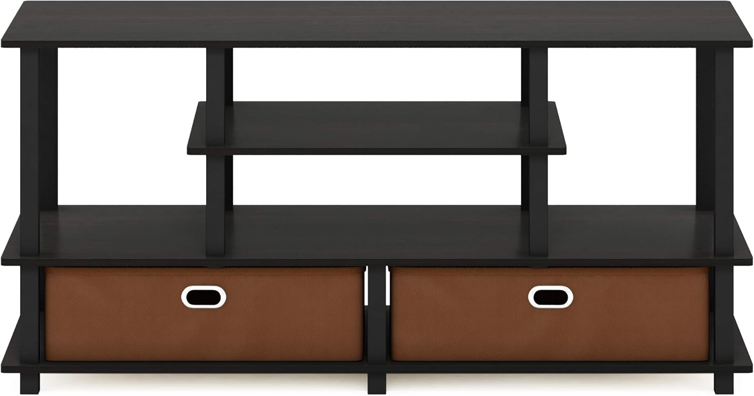 Furinno Moretti 3-Tier Metal Frame TV Stand, French Oak Grey