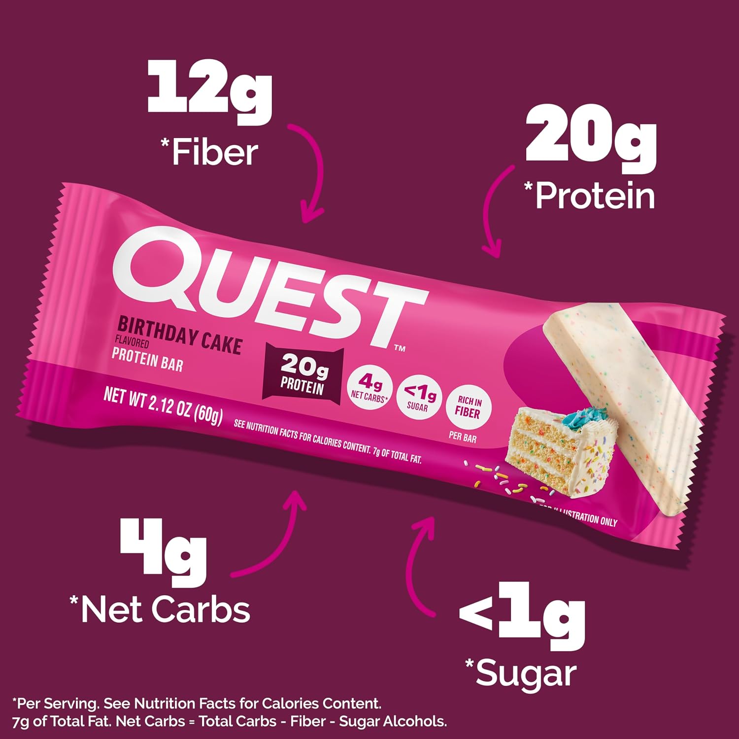 Quest Nutrition Oatmeal Chocolate Chip Protein Bars, 20g Protein, 12 Count | 12g Fiber, 5g Net Carbs, 1g Sugar, Gluten Free, High Quality Protein, Soft and Chewy, Individually Wrapped 2.12oz Bars