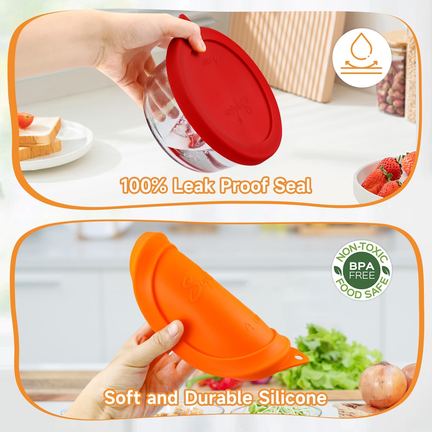 SOPHICO 4 Cup Silicone Lids Replacement for Pyrex & Anchor Hocking 7201-PC