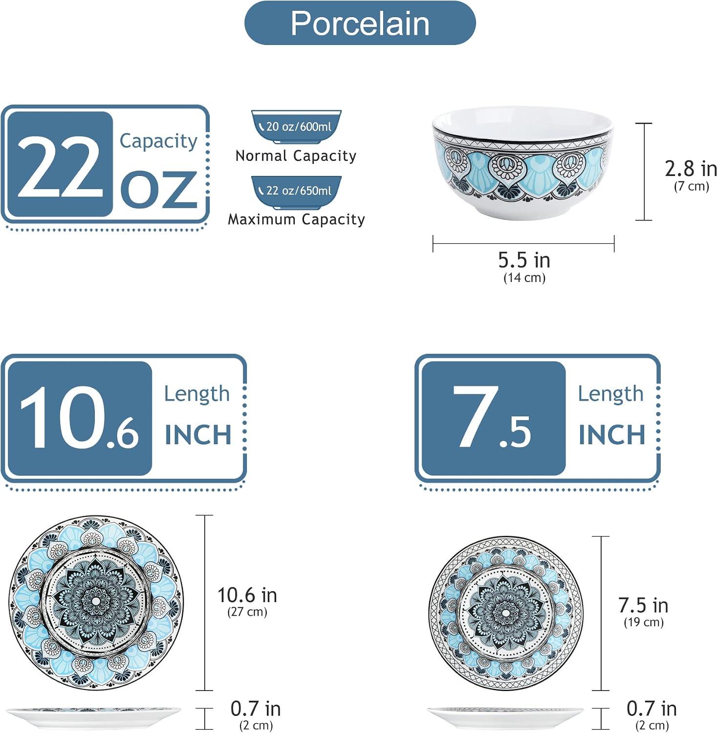 VEWEET 30 PCS Ceramic Dinnerware Sets for 6, Pink Floral Dish Set, ANNIE | Porcelain Dinner Set Including Dessert Plates, Soup Plates, Dinner Plates, Cups & Saucers, Microwave & Dishwasher Safe