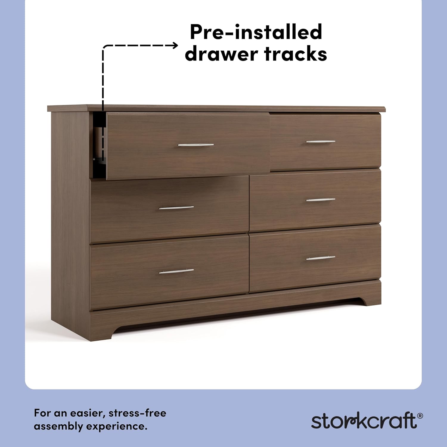 Storkcraft Brookside 2 Drawer Changing Table Dresser, Pebble Gray