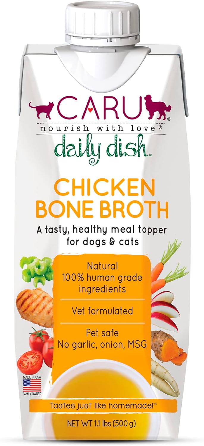 Caru Daily Dish Beef Bone Broth, Topper – Dogs & Cats – 17.6 oz, 1 Pack
