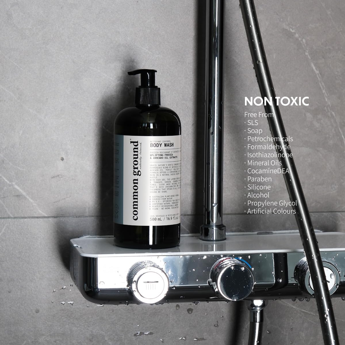 COMMON GROUND Natural Body Wash - Paraben & Cruelty Free, Vegan, Plant-Based, Botanical Freesia Scent & Avocado Oil Extracts - All Skin Types