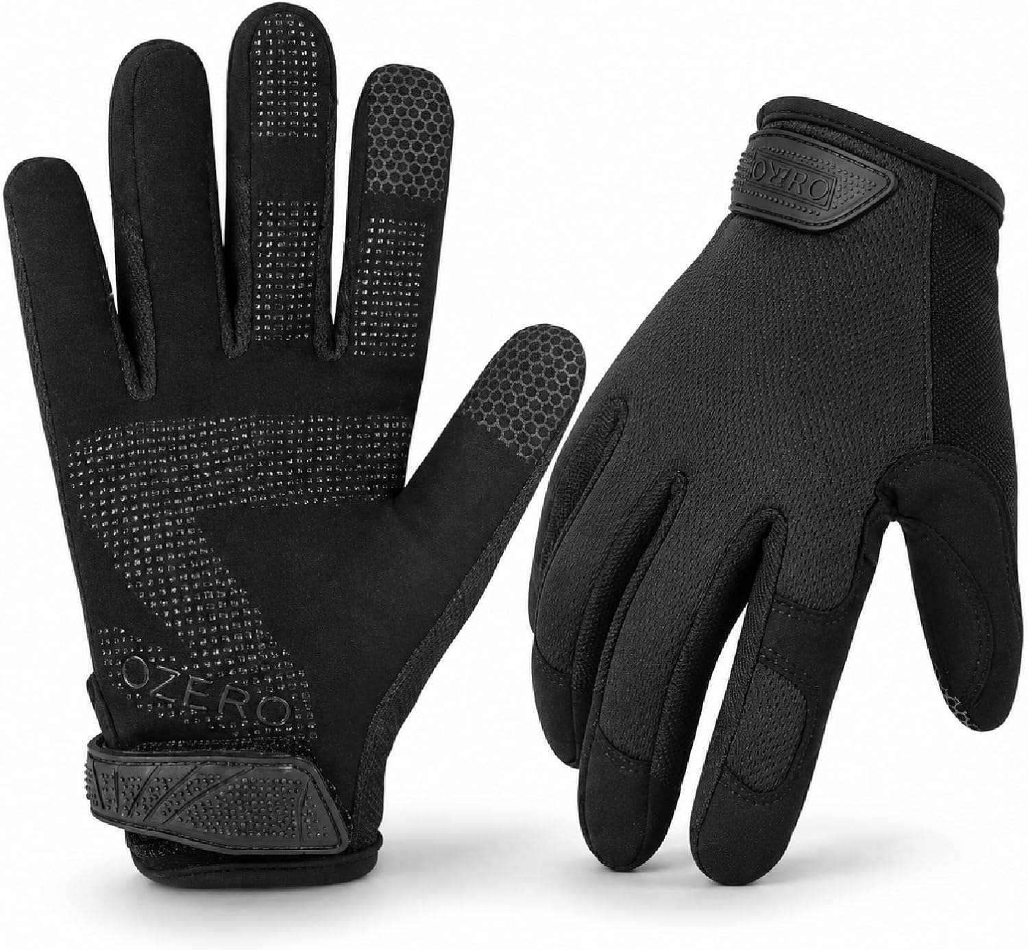 OZERO Work Gloves for Men Women, Mechanic Working Gloves Touchscreen Grip | Synthetic Leather Silicone Palm, EN388 Tested, Breathable Flex Fit, Hook-and-Loop Cuff, Utility Garden Gloves for Yardwork