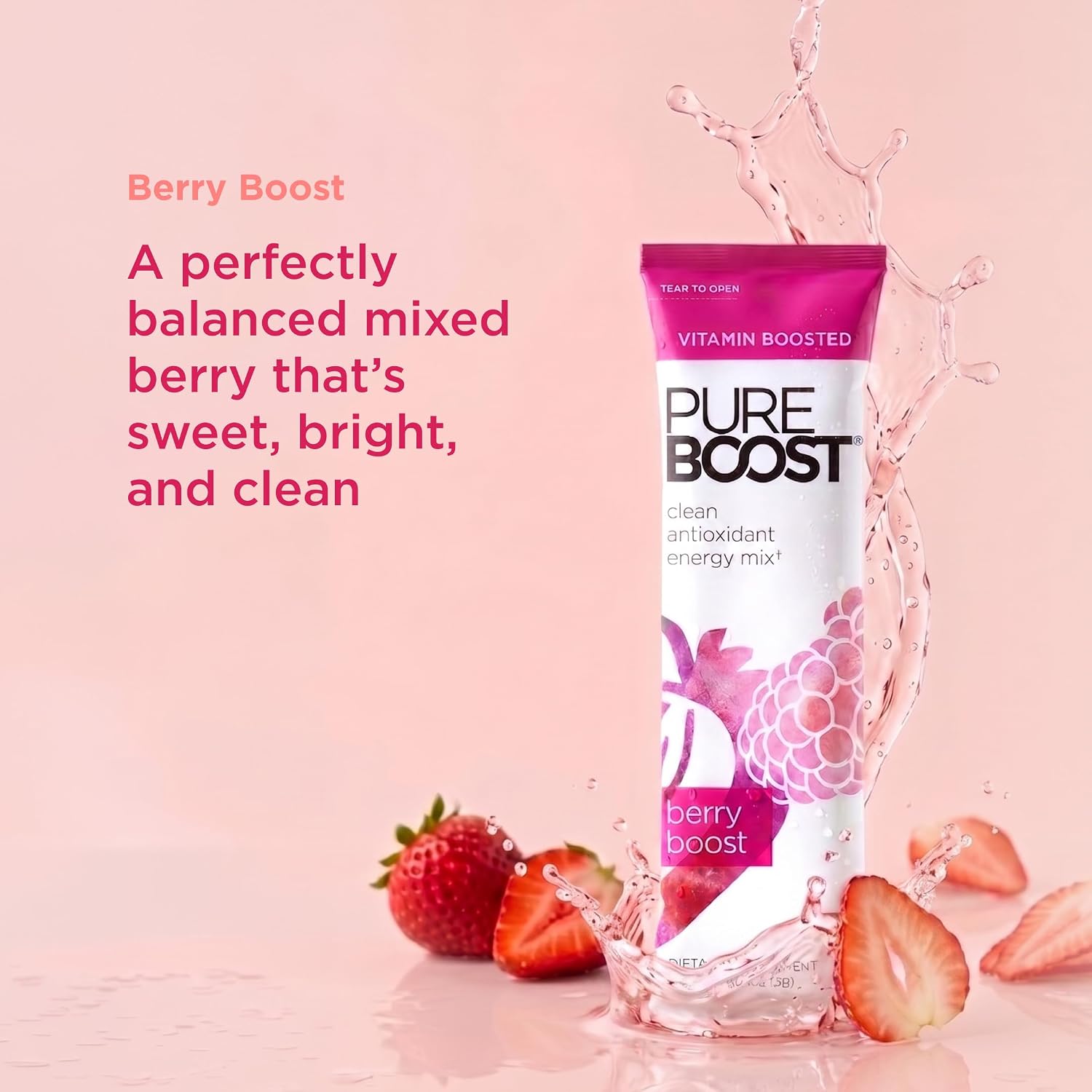 Pureboost Sugar-Free Clean Energy Booster Drink Mix, Citrus Sunrise 30ct | B12 vitamins, low sodium electrolytes & antioxidants. 25 vitamins and minerals. No sucralose.