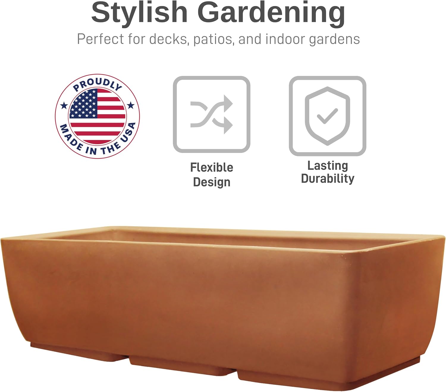 RTS Home Accents 30" Urban Rectangular Garden Planter, Graphite - Stylish, Durable, and Weather-Resistant Planter for Outdoor Gardens, Patios, and Urban Spaces