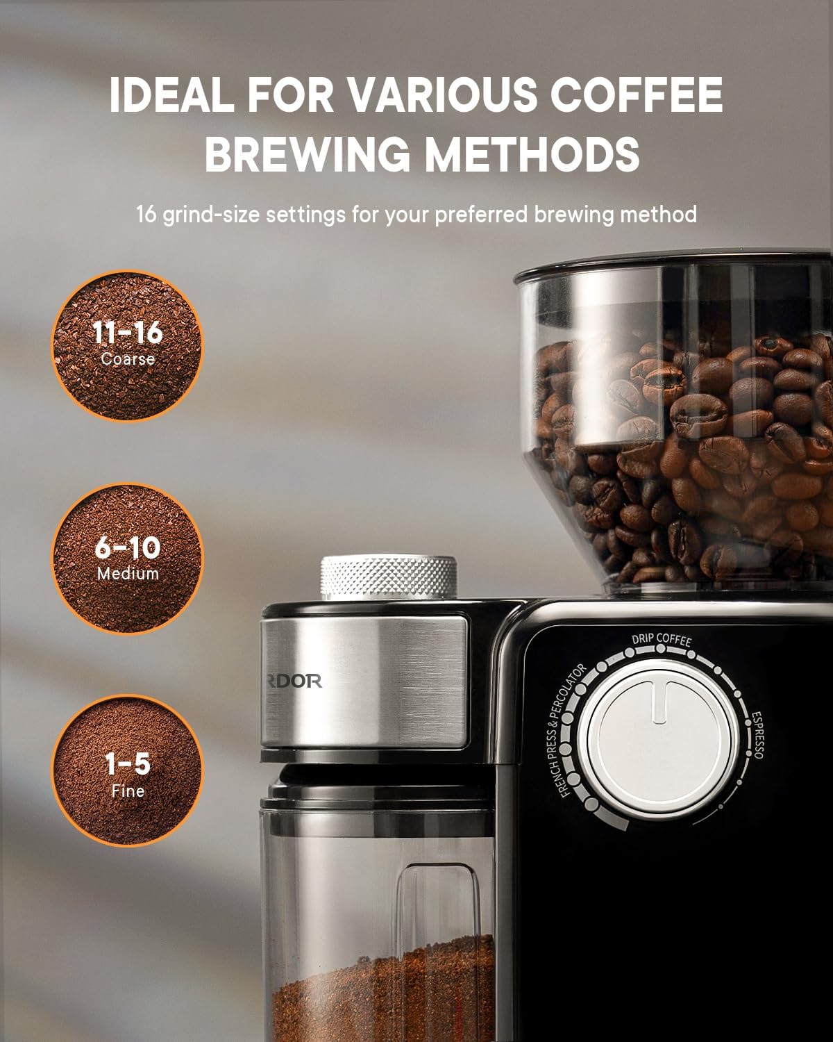 SHARDOR Electric Burr Coffee Grinder 2.0, Automatic Coffee Bean Grinder for Home Use