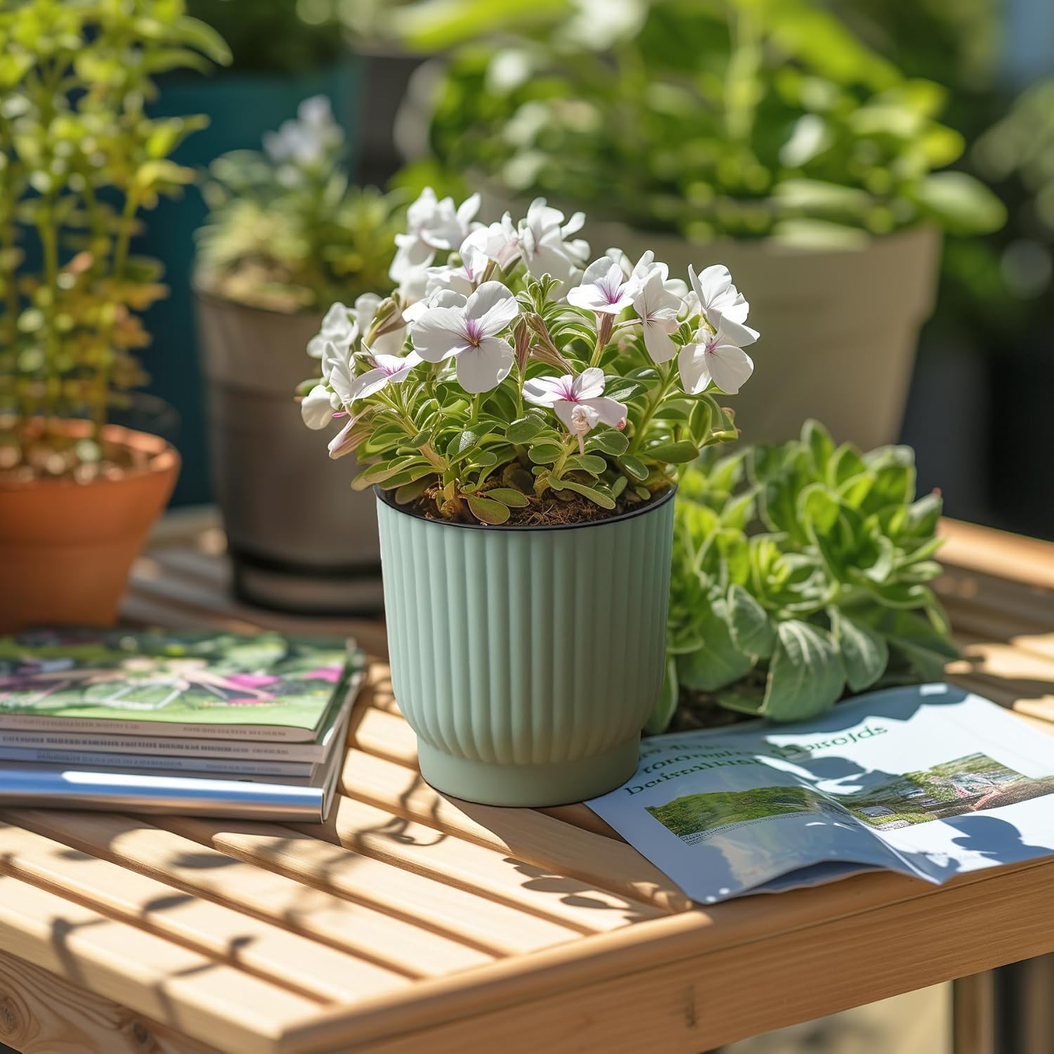 T4U Self Watering Pots for Indoor Plants, 4 Inch 6 Pack Planter White