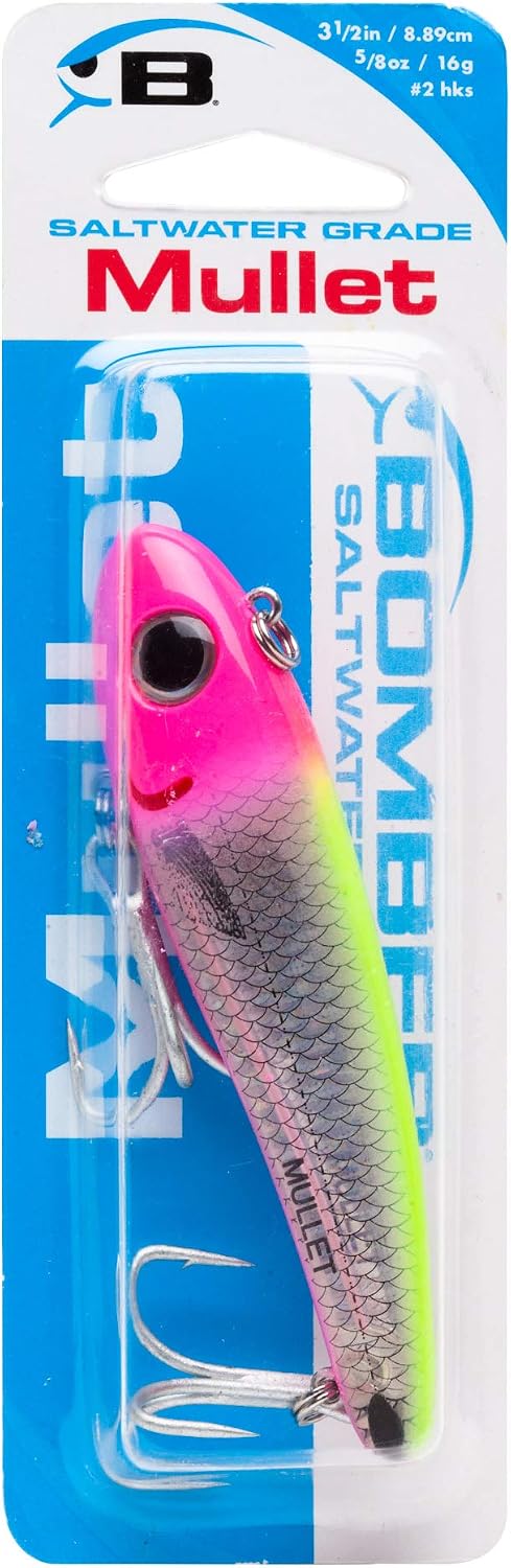 Bomber Lures Mullet Slow-Sinking Twitch / Walking Saltwater Fishing Lure - Excellent for Speckled Trout, Redfish, Stripers and More, 3 1/2 Inch, 5/8 Ounce