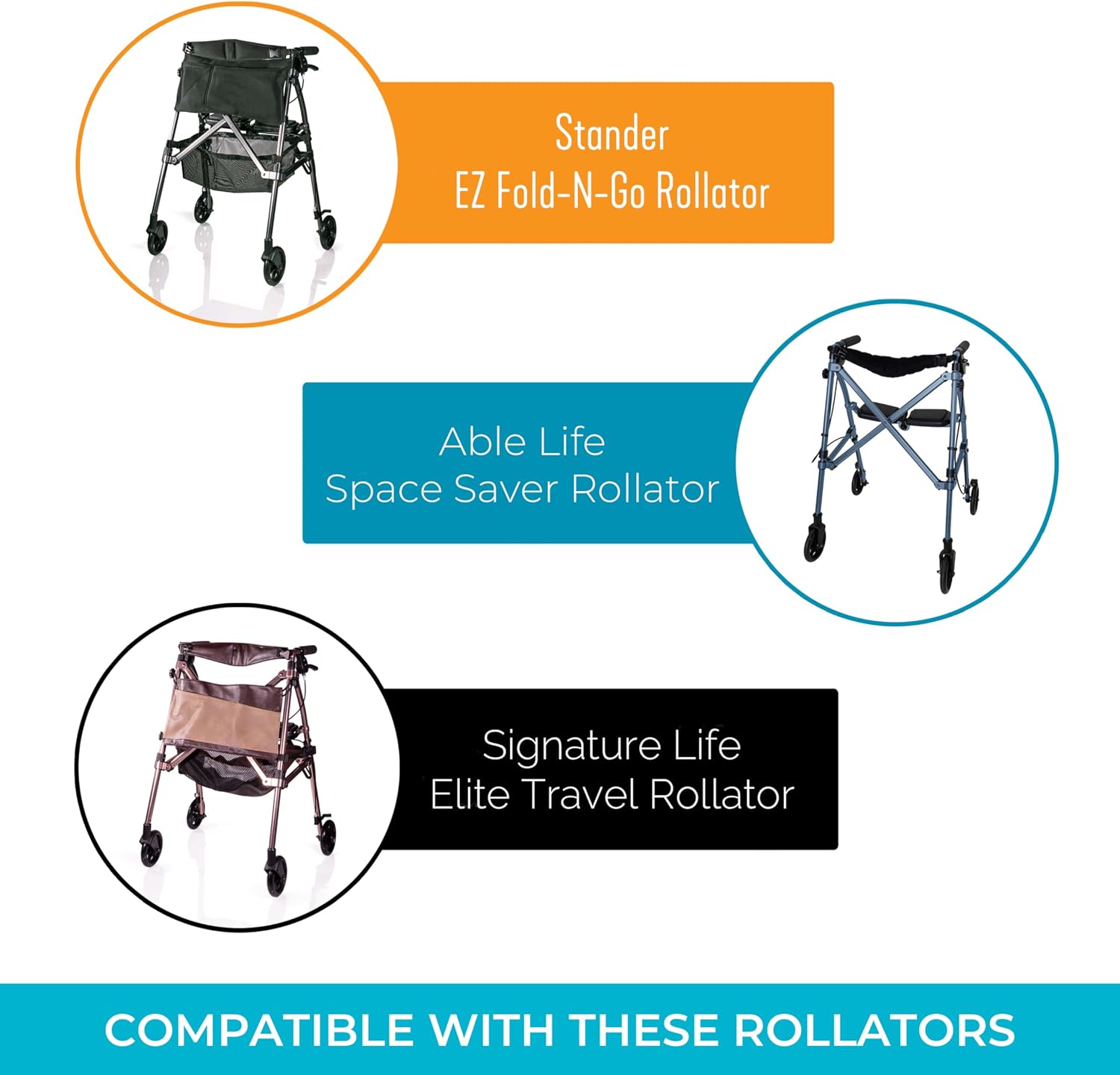 Stander Replacement Walker Hand Grips, Rolling-Walker Foam Grip Handles for Adults, Seniors, and Elderly