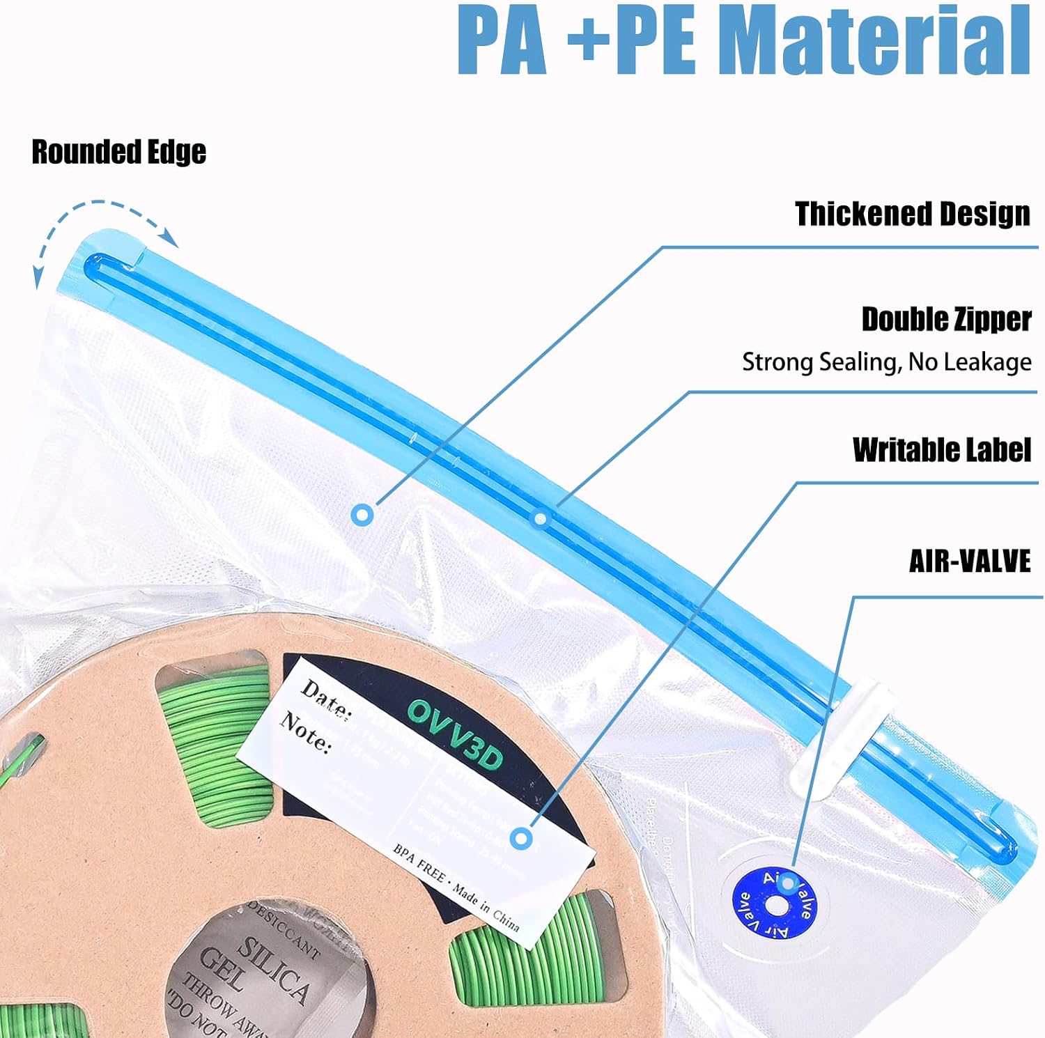30 Pcs Filament Vacuum Storage Bags with Upgraded Pump for 3D Printer Accessories