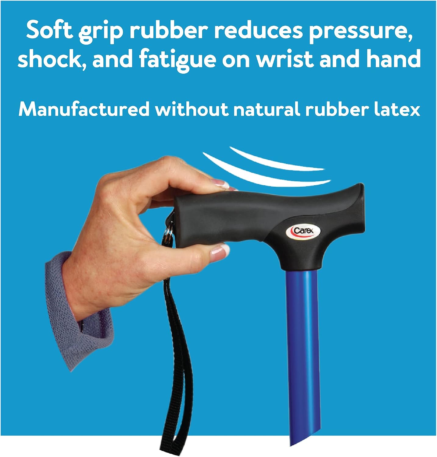 Carex Soft Grip Folding Cane - Foldable Walking Cane For Men and Women - Adjustable Height (33"-37"), Anti-Slip Rubber Tip, Soft Derby Style Ergonomic Handle, Black Cane