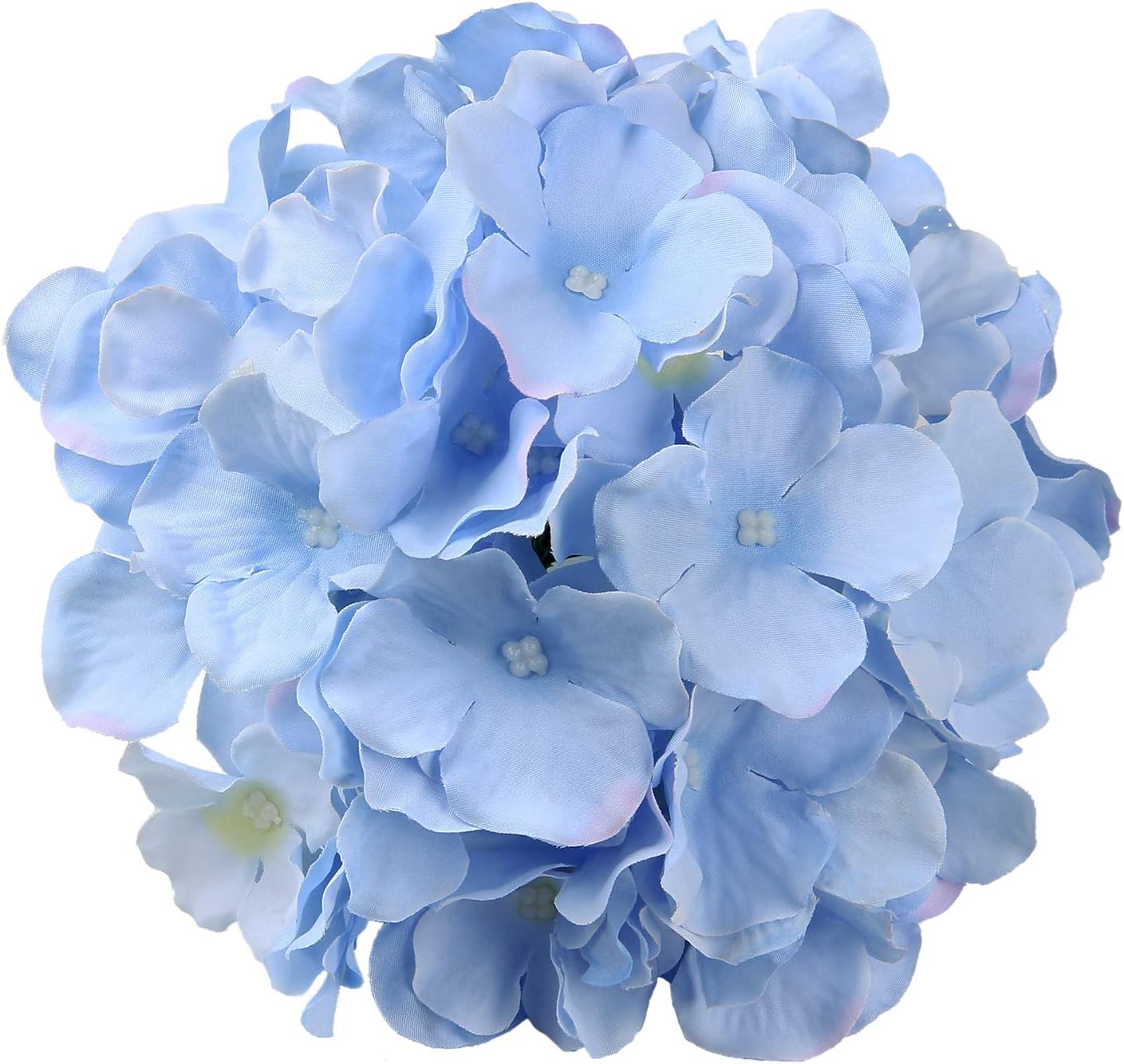 Silk Hydrangea Heads Artificial Flowers Heads with Stems for Home Wedding Decor,Pack of 10 (White)