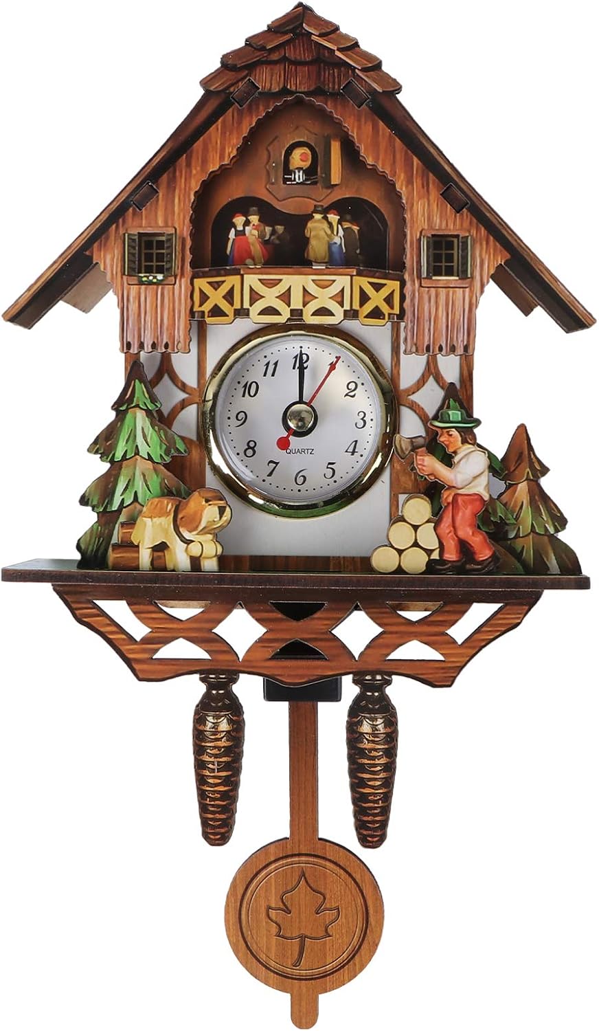 Vosarea Wooden Wall Clock,Small Clock Decor,Cuckoo Shaped Clock Antique Pendulum for Home Kids Room Bedroom Decor