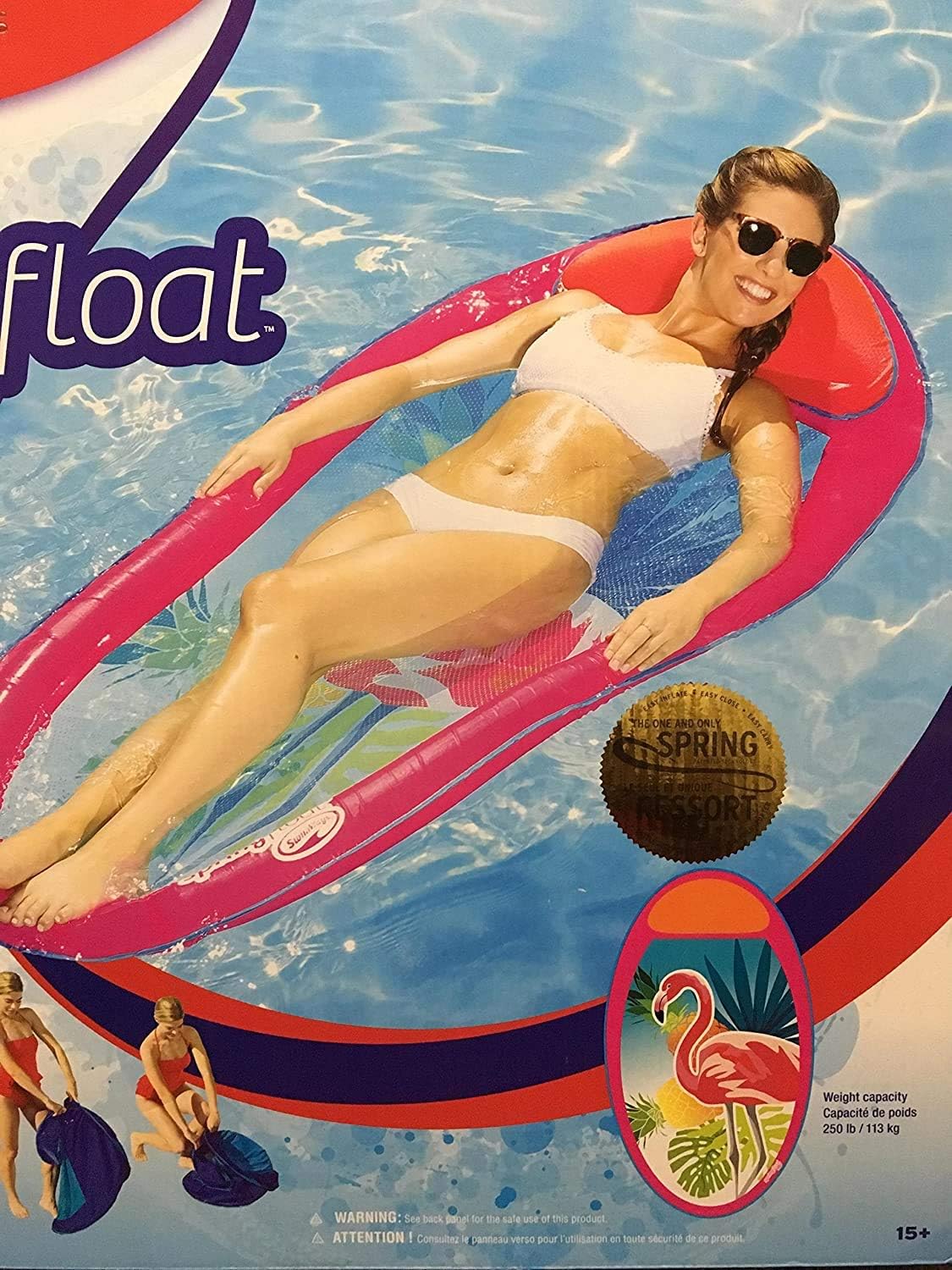SwimWays Spring Float Pool Lounger - Pink Flamingo