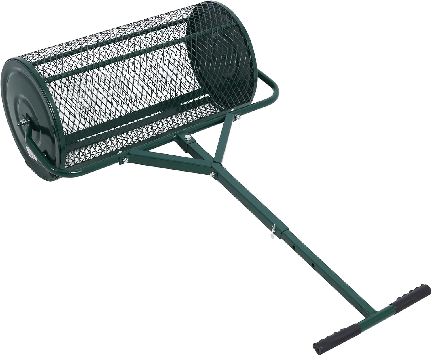 Compost Spreader - 24'' Peat Moss Spreader Manure Spreaders Roller with Adjustable T Shaped Handle Lightweight Metal Mesh Spreader for Lawn Garden Spreading Manure Topsoil, Black 0.5" x 1" Open Slits