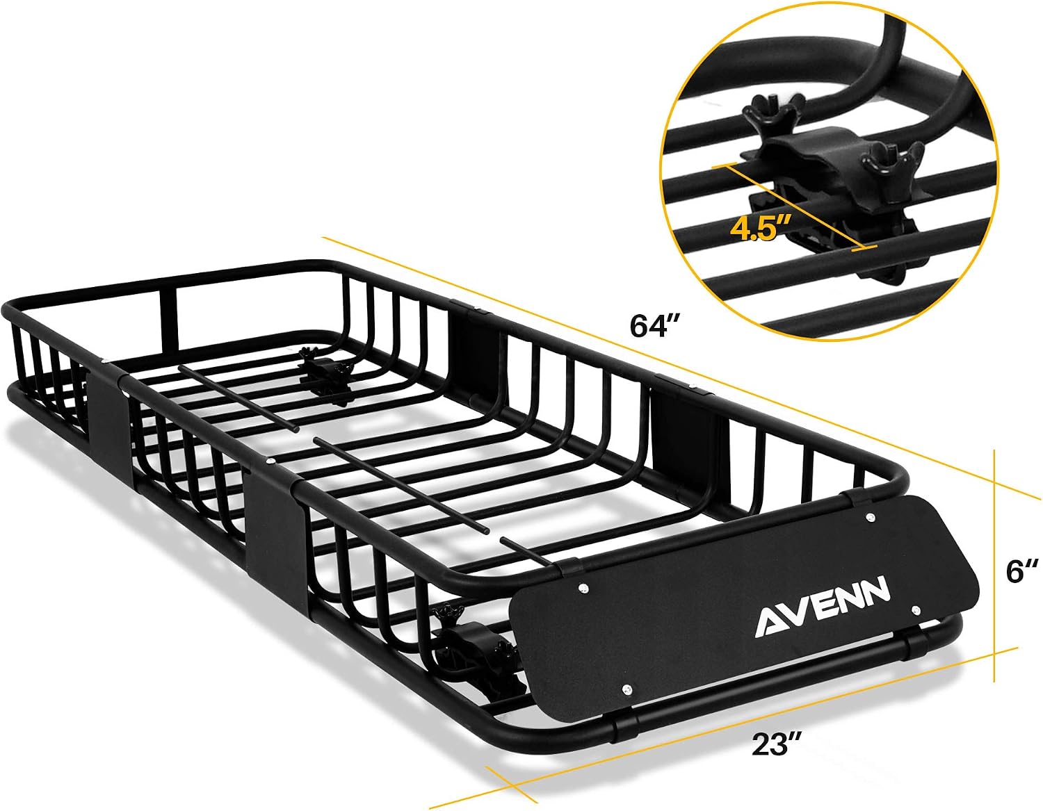 AVENN Skinny Rooftop Cargo Carrier Basket, Heavy Duty Weather Resistant Top Mount Roof Rack, Luggage & Camping Gear Storage for Car