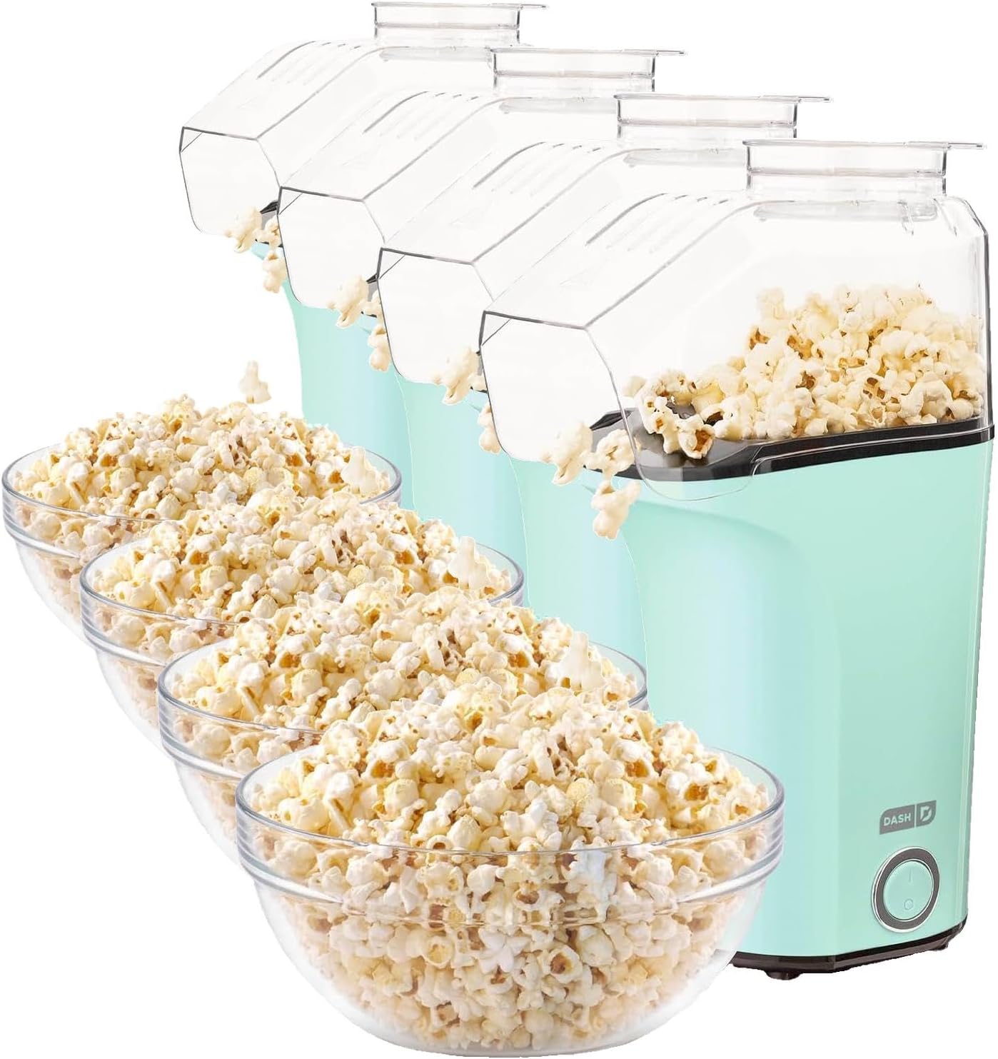 Dash Fresh Pop Popcorn Maker, 16-Cup Hot Air Popper, Aqua | Electric Popcorn Machine, Oil-Free Air Popped Popcorn, Built-In Measuring Cup & Butter Melting Tray, Movie Night Snacks