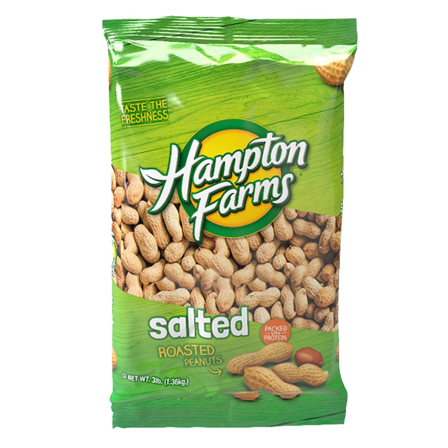 Hampton Farms - USA Grown All-Natural - Fancy Roasted In-Shell Salted Peanuts - 5 lb. Bag