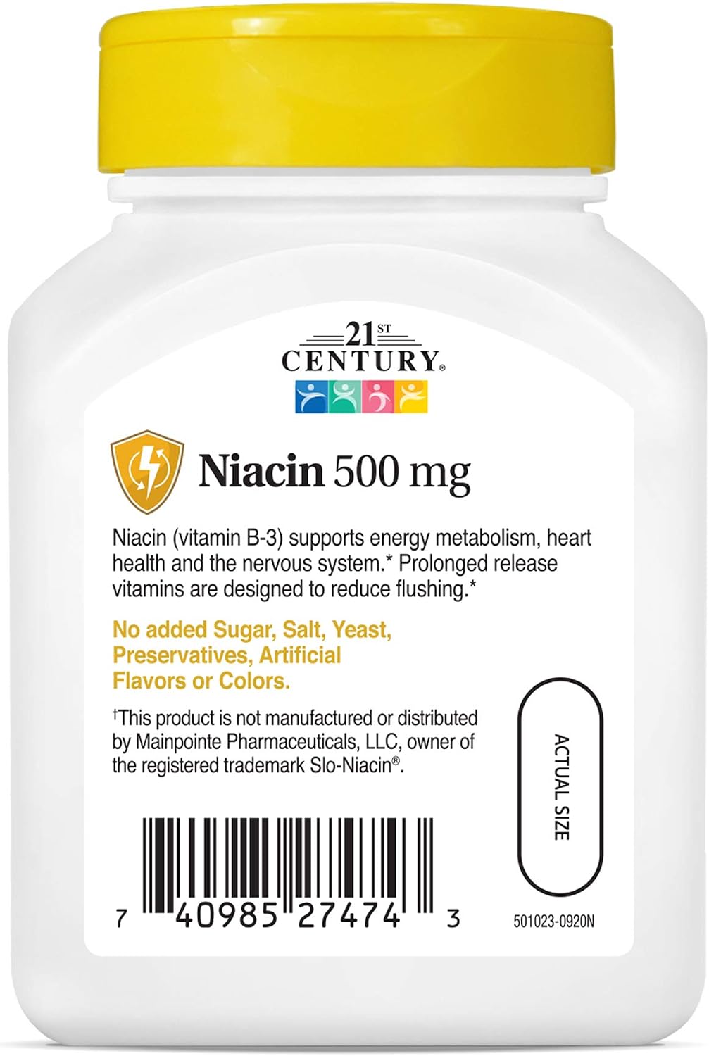 21st Century Niacin 500mg Prolonged Release Tablets, Vitamin B3, 100ct | Vitamin B3 Niacin 500 mg, Energy Metabolism, Heart & Nervous System Support, Prolonged-Release Formula, Non-GMO, Gluten Free