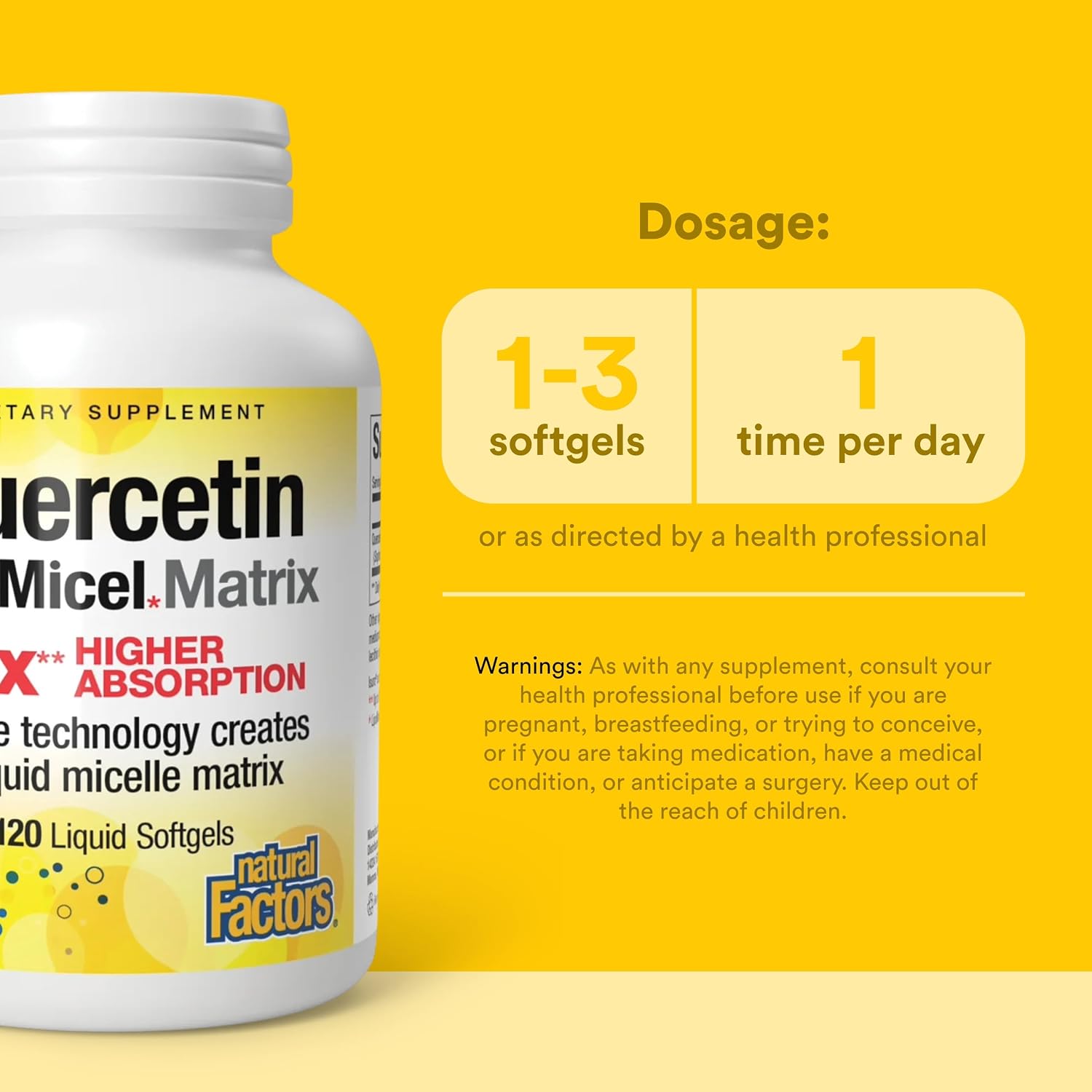 Natural Factors Quercetin LipoMicel Matrix 250 mg, 60 Softgels