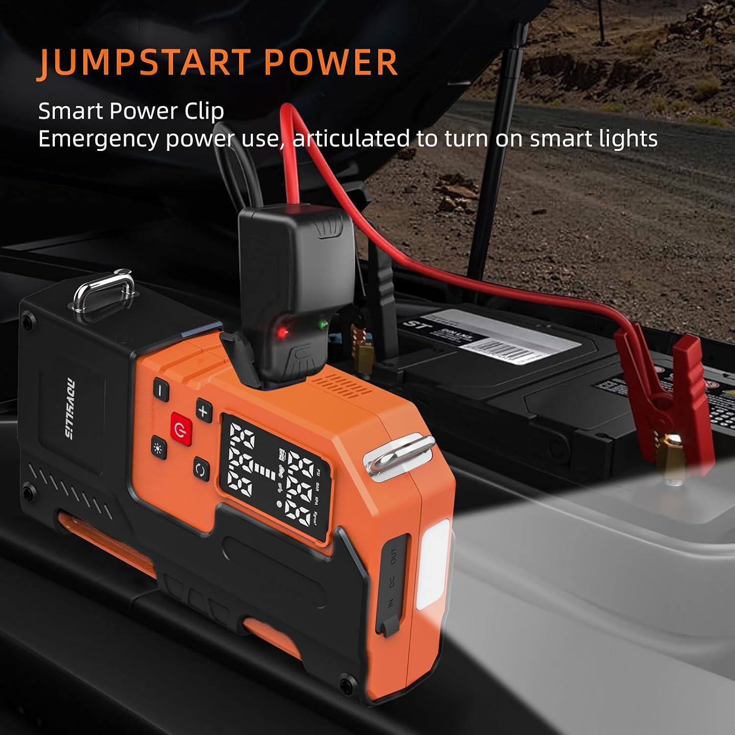 4000A 14.8V Car Battery Jump Starter with 150PSI Air Compressor | Auto-Off Portable Tire Inflator Jump Box (10L Gas/10L Diesel) Power Bank SOS LED