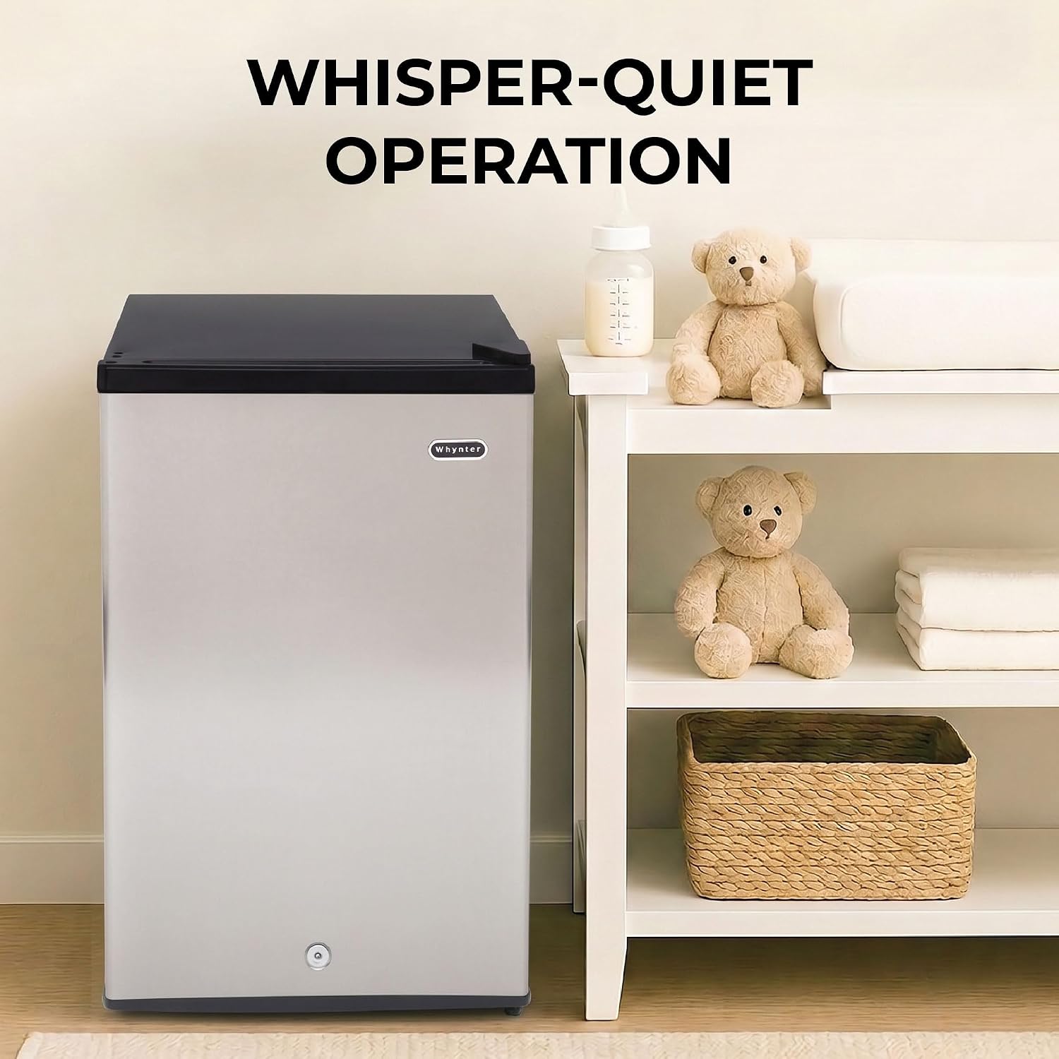 Whynter Upright Freezer 2.1 Cu Ft Lock, Mini Freezer, Stainless CUF-210SS | Adjustable Thermostat and Security Lock, Energy Star Rated, Reversible Door, Adds Compact Frozen Storage at Home