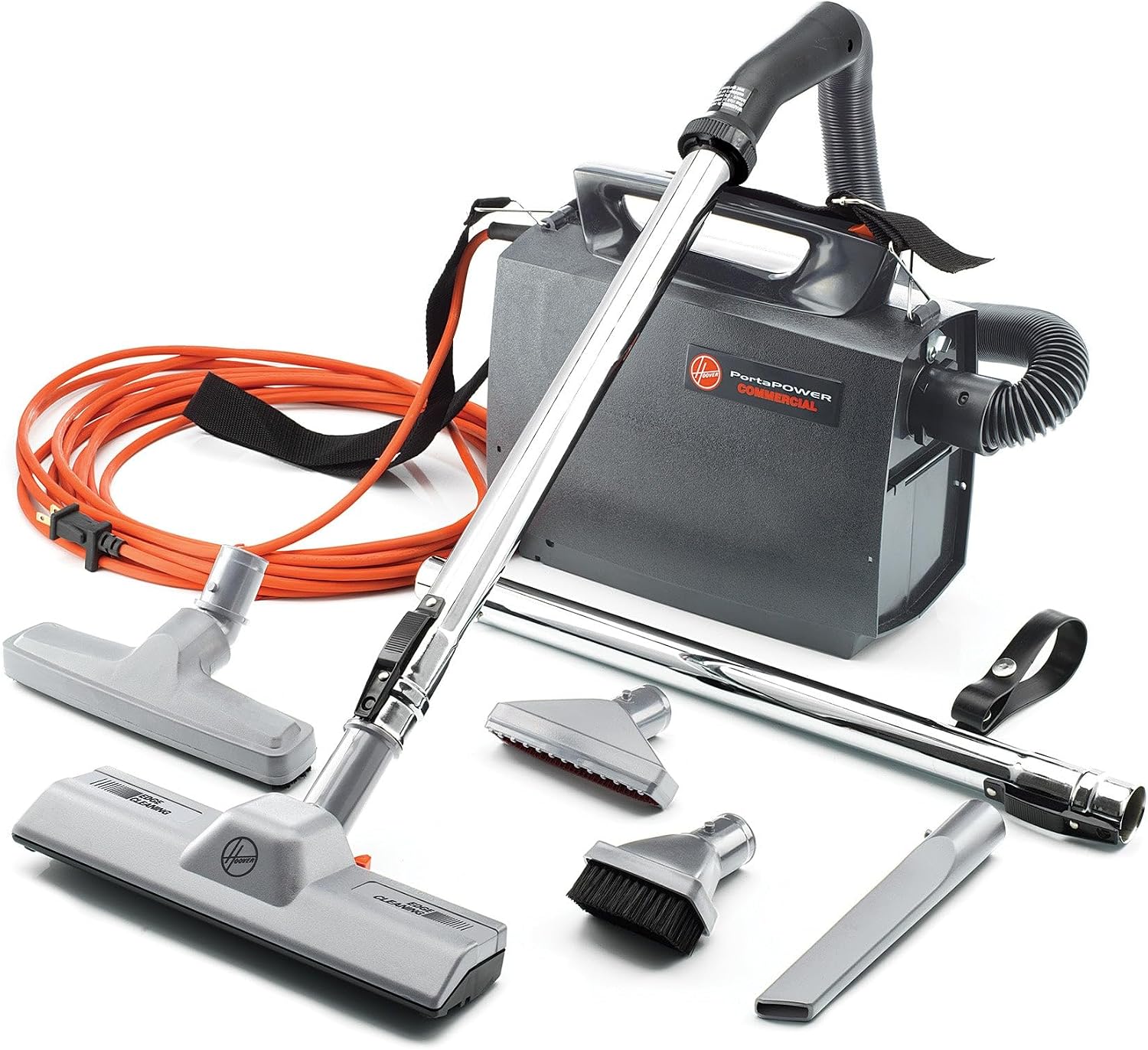 Hoover Commercial PortaPower Lightweight Canister Vacuum Cleaner | Bagged Canister Vac with Attachments, 2-in-1 Vac and Blower