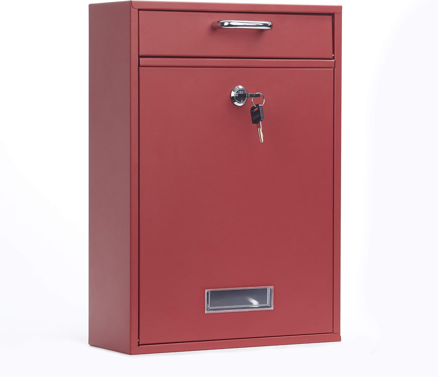 Wall Mounted Locking Vertical Dropbox Mailbox - Safe and Secure (Large) | Made with Galvanized Steel (Black)