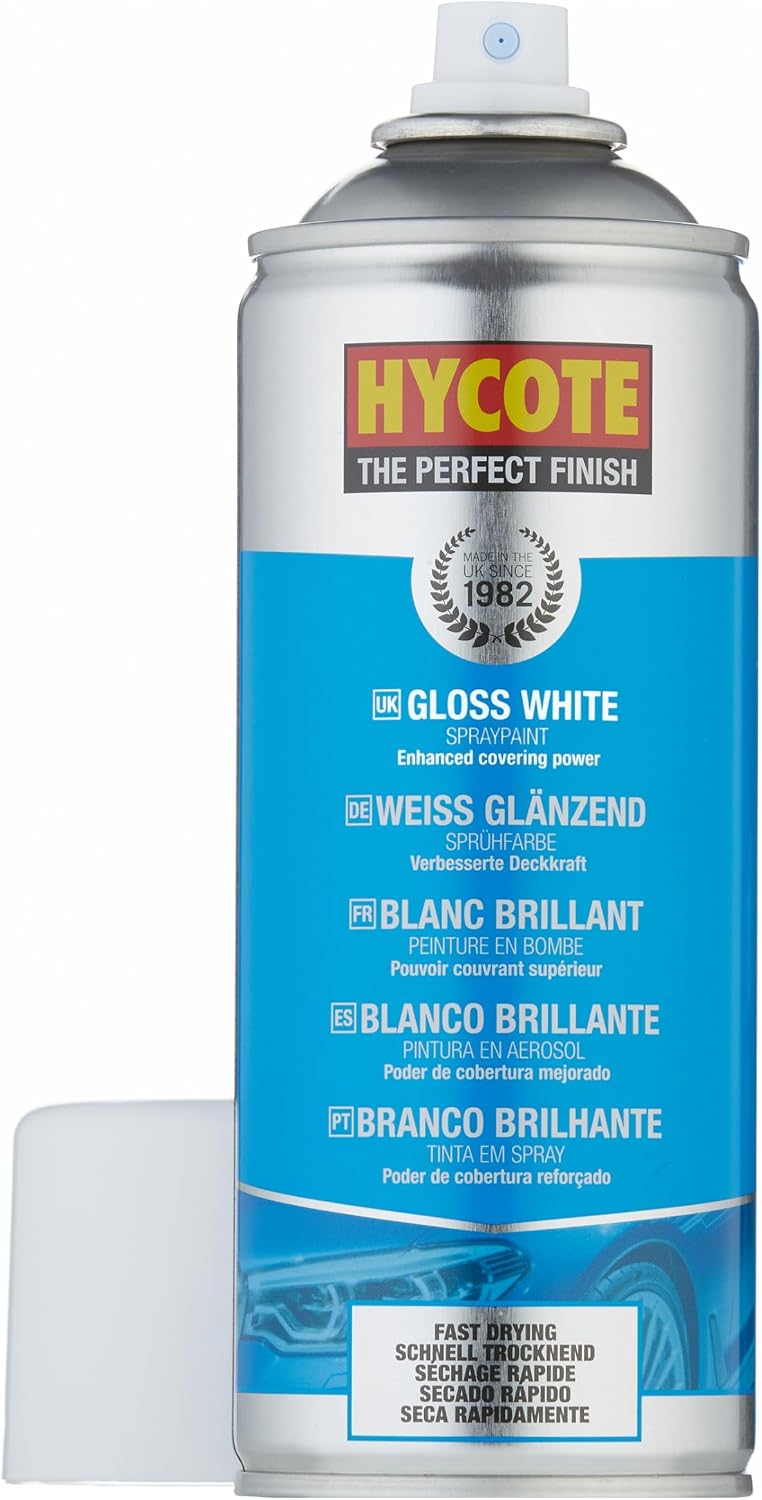 Hycote Black Spray Paint, Satin Black, 13.5 Oz - Fast Drying, UV & Weather Resistant, Acrylic Formula for Superior Protection – For Automotive & DIY Use, 400ml