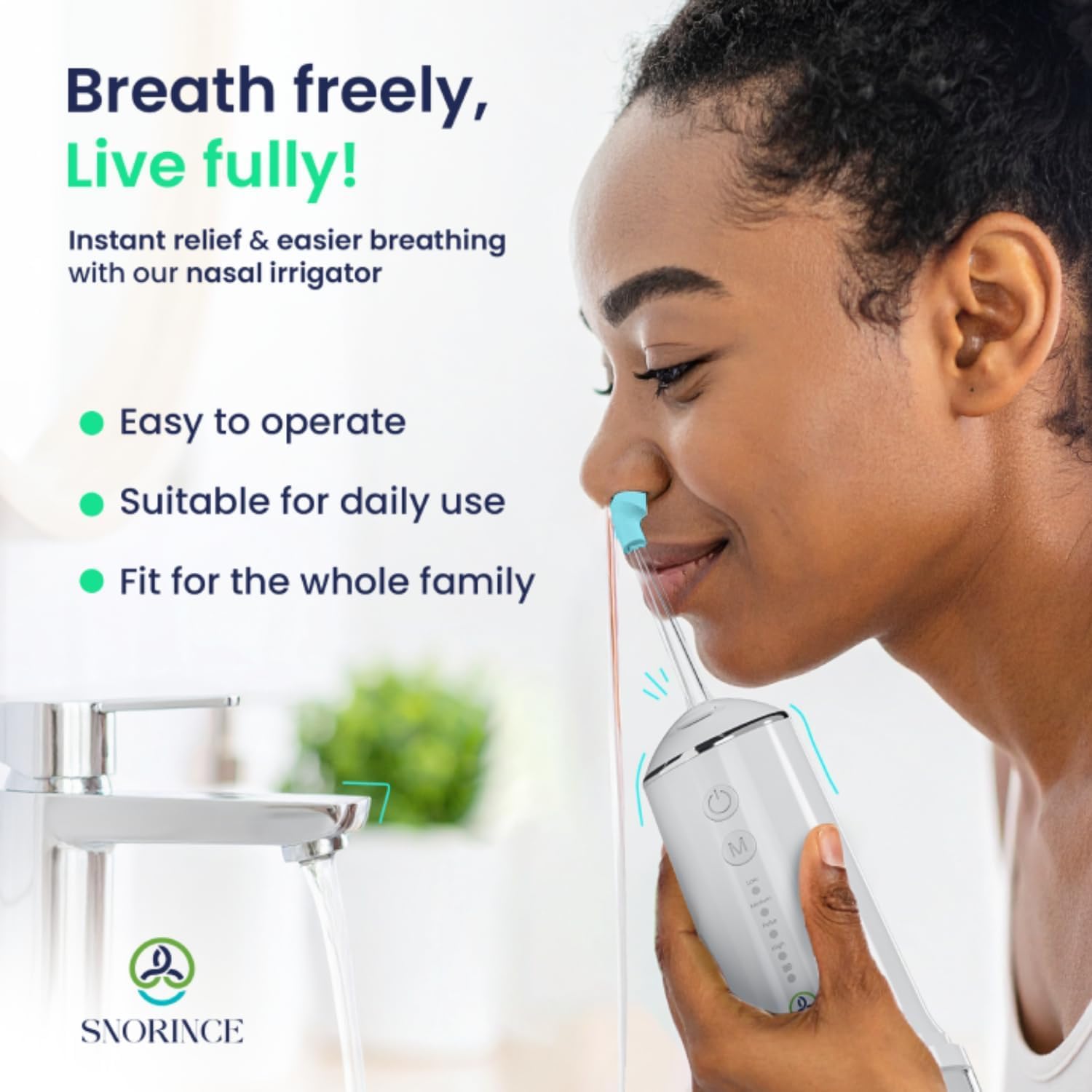 Nasal Irrigation System for Sinus Relief 30 Salt Packs 4 Rinse Modes | 4 Nozzles Portable Cordless Electric Neti Pot Nose Cleaner - Sinus Flush Kit