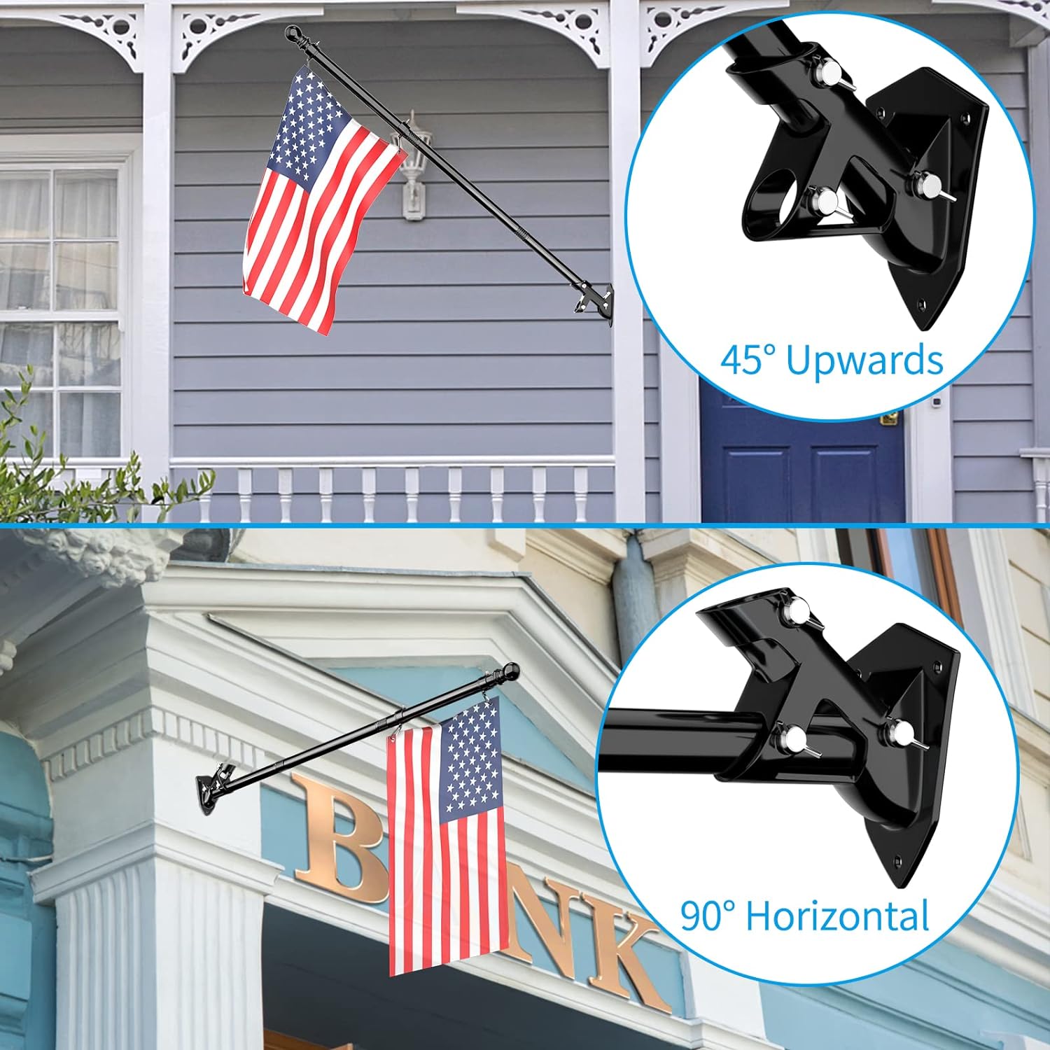 ZMTECH Flag Pole - Upgraded Bracket, 6 FT Stainless Steel Flag Poles for Outside House, Residential or Commerical