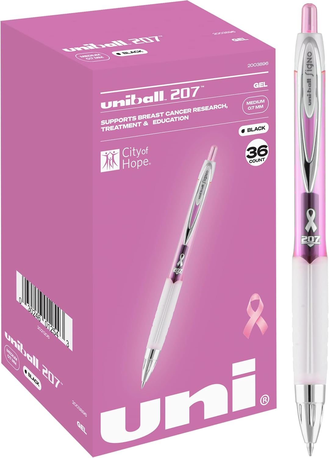 uniball™ 207 Gel Pens, Black Ink, 0.7mm Medium Point, Retractable, 12 Count | Smooth Writing, Fraud-Resistant, uni Super Ink™