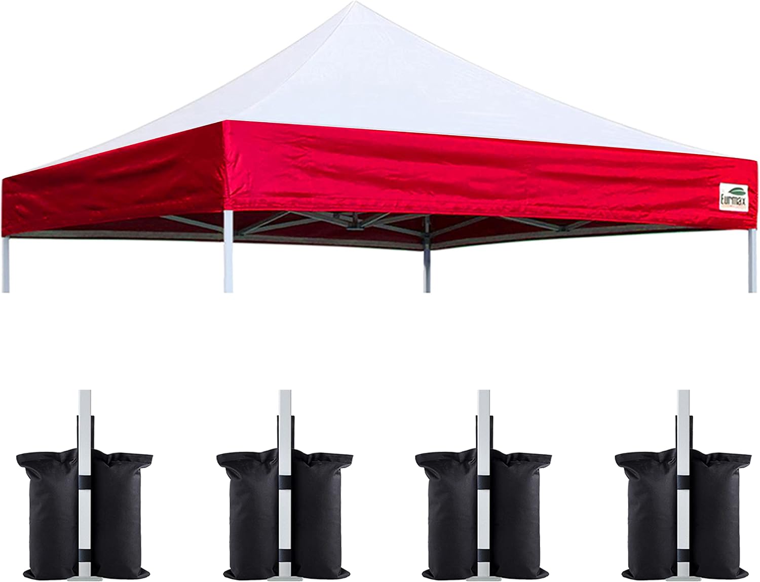 Eurmax USA 10x10 Pop Up Canopy Replacement Top,Universal Instant Canopy Cover ONLY,Heavy Duty UPF 50+ UV Protection,Water & Wind Resistant Tarp,30+ Colors Available,Bonus 4 Sand Bags (White)