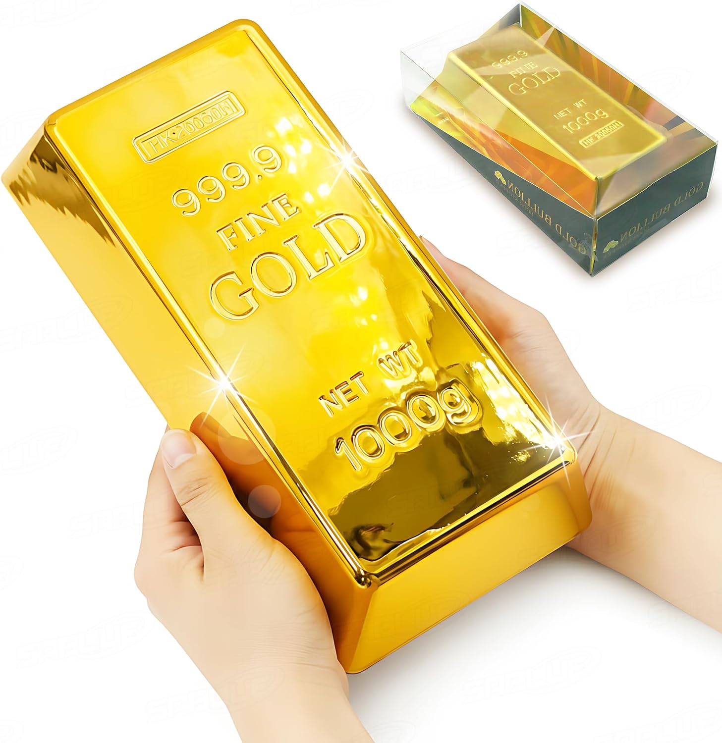 SABLUE Replica Gold Bar Fake Brick Bullion Plastic Event Party Supplies Decorations Centerpieces(L)