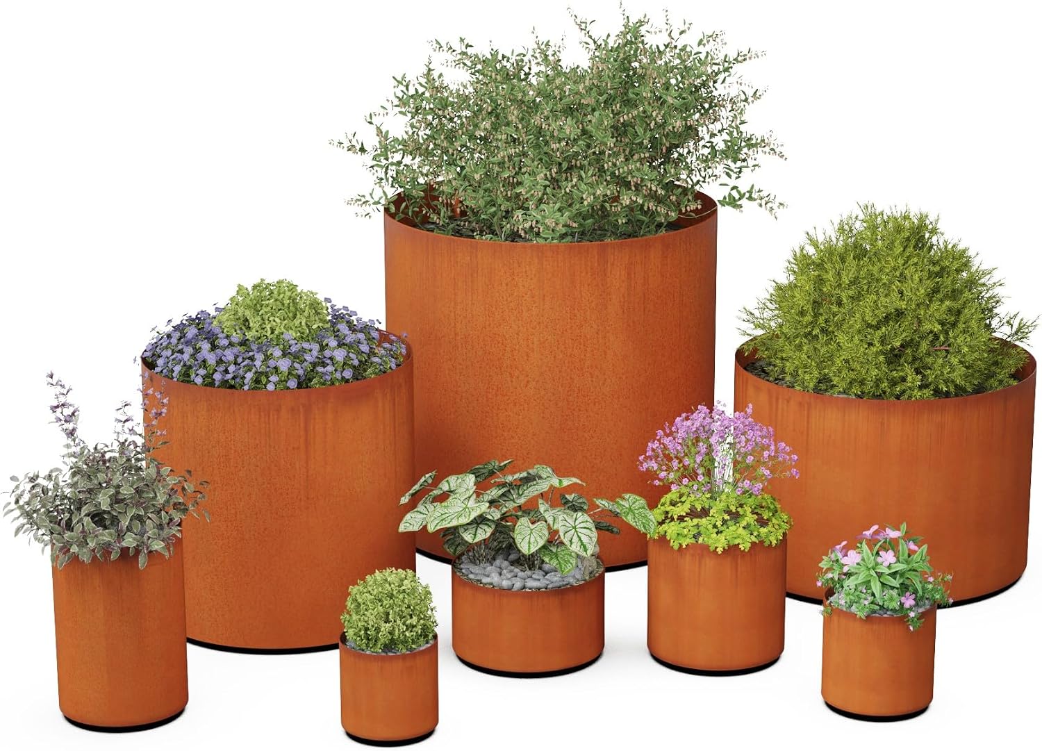 Plantercraft Large Round Planters for Outdoor Plants - 24 Inch Corten Steel Planter for Patio