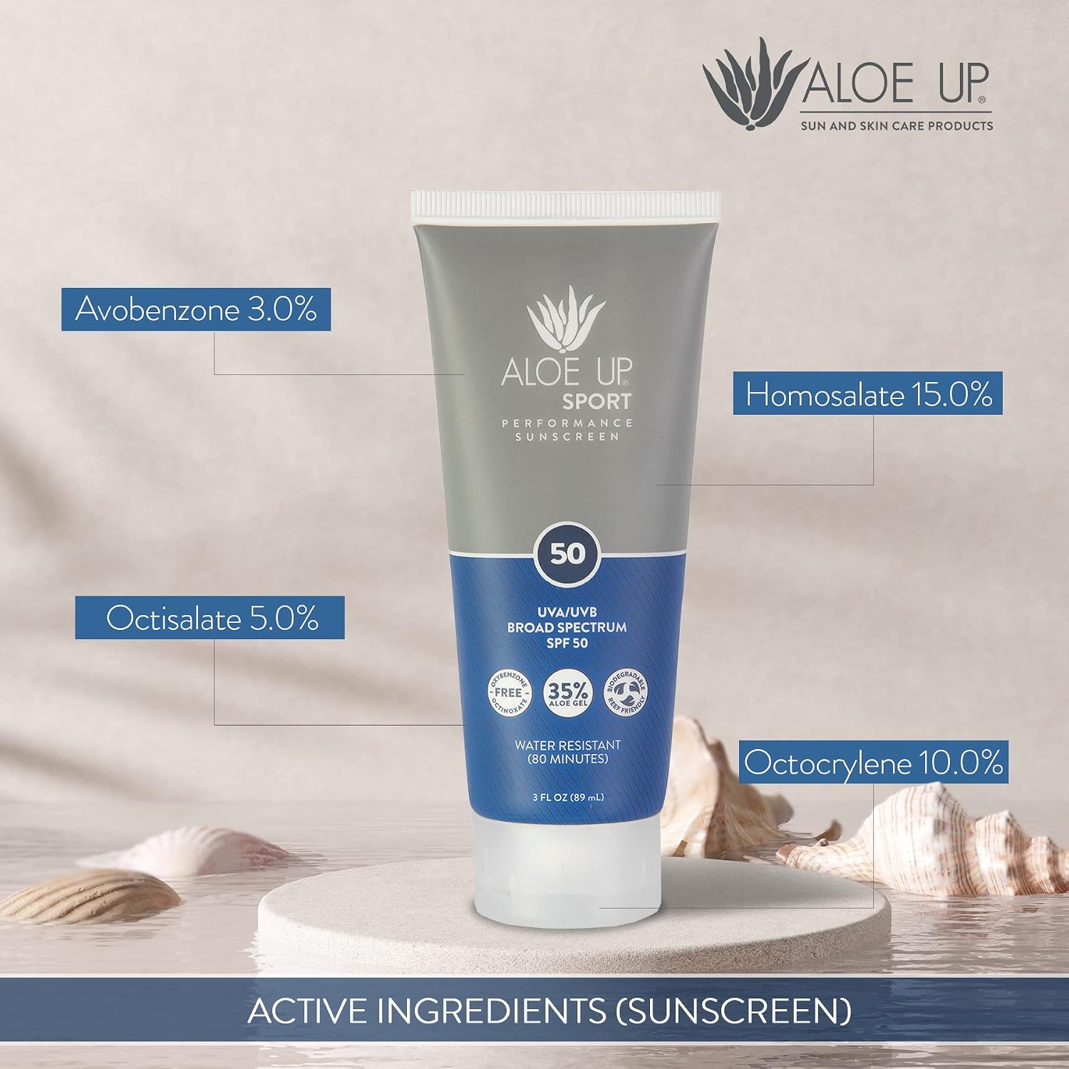 Aloe Up Sport Sunscreen Spray SPF 30, Water Resistant, Non-greasy, 6 oz | Broad-spectrum SPF 30; Water resistant up to 80 min; Non-greasy, With aloe vera gel, fragrance-free