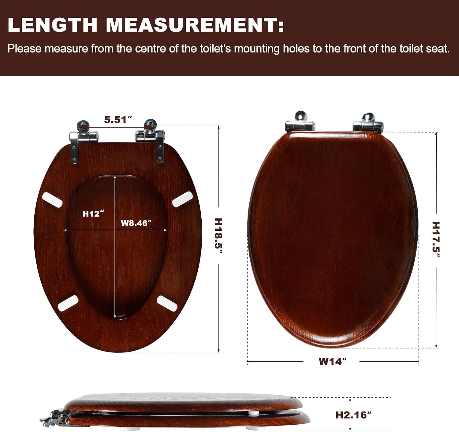Angel Shield Marble Toilet Seat Durable Molded Wood with Quiet Close,Easy Clean，Quick-Release Hinges (Elongated,Black Marble)