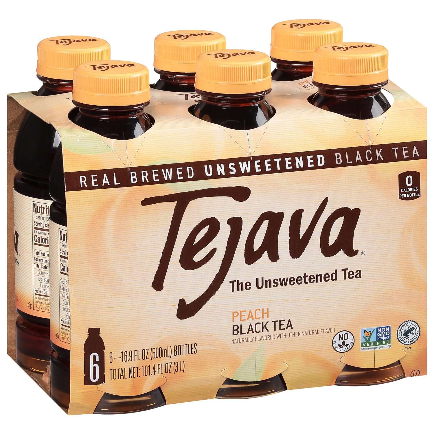 Tejava Pineapple Mango Unsweetened Black Iced Tea, 16.9 fl oz, Pack of 12