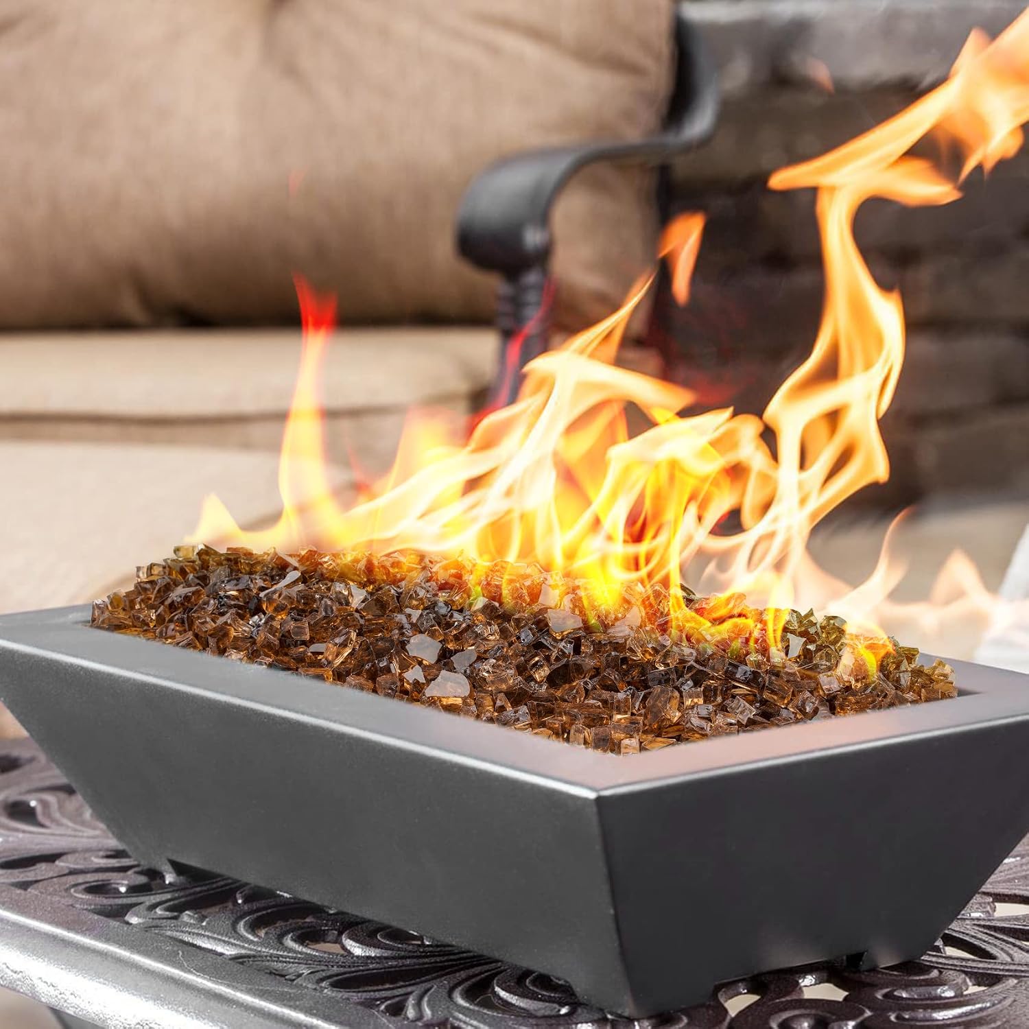 Onlyfire 10 lbs Fire Glass Rocks for Gas Propane Fire Pit and Fireplace