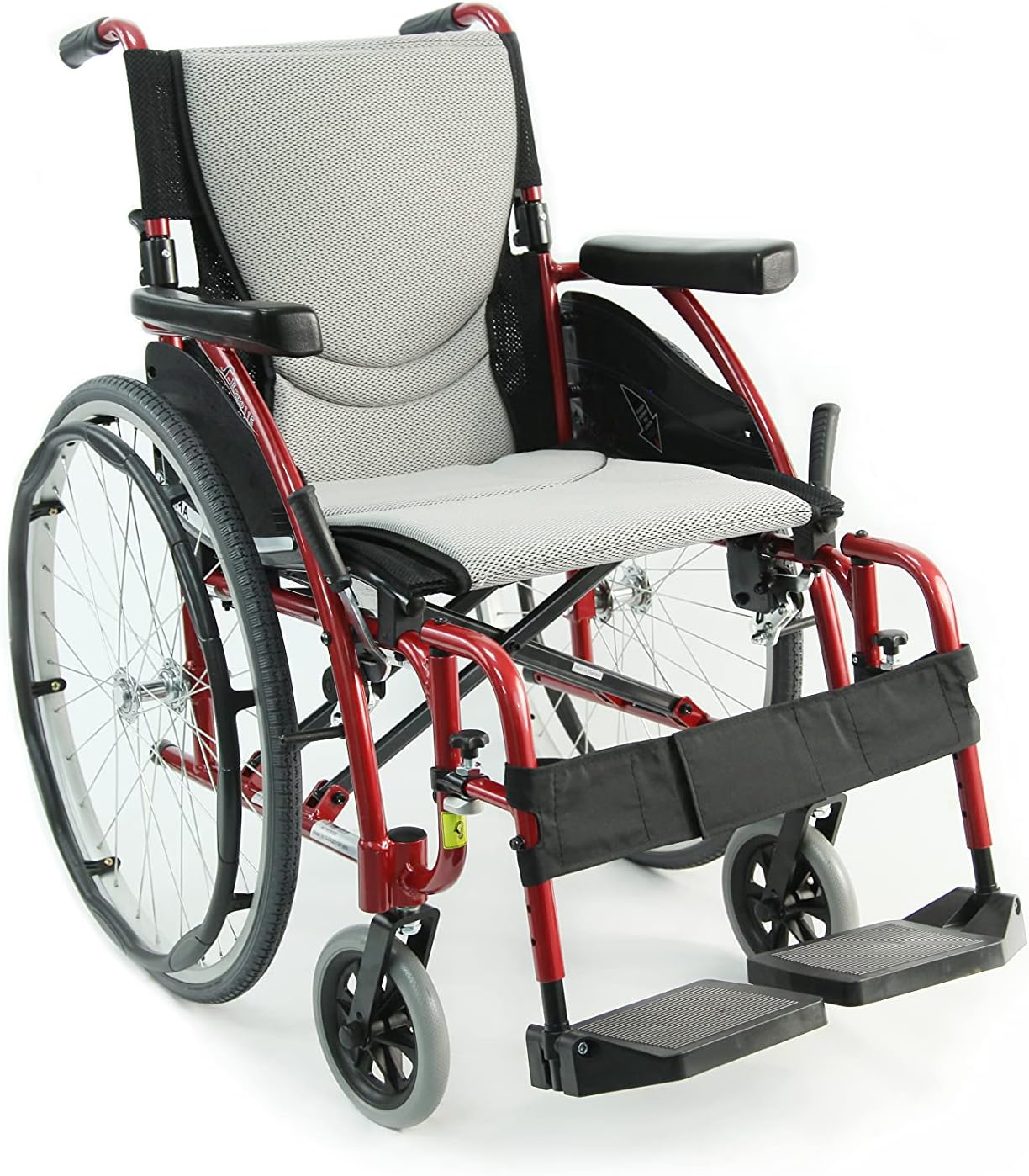 Karman 25 lbs Ergonomic Wheelchair with Removable Footrest 18" Silver