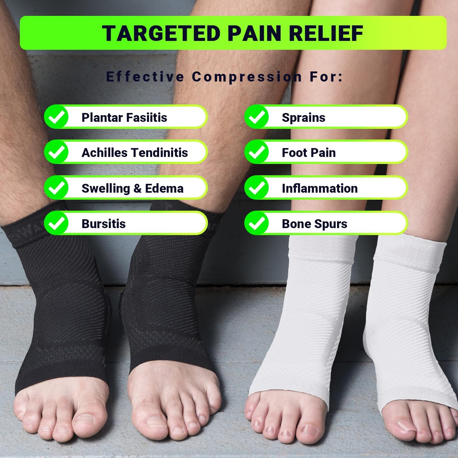 Ankle Brace Compression Sleeve - Plantar Fasciitis Sock. Relieves Achilles Tendonitis. Foot Arch Support Reduces Joint Pain, Swelling & Heel Spur Pain. Injury Recovery Braces for Sports