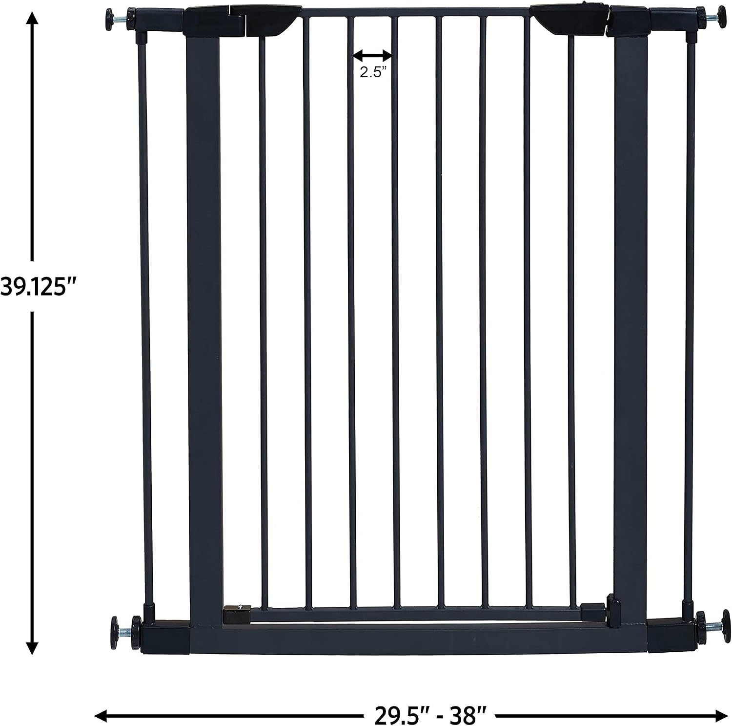 Midwest Homes 39-Inch Steel Walk-Thru Dog Gate, Expands to 38" | Pressure Mounted, Expands 29.5"- 38" Wide, Auto-Close Door, Spring-Loaded Latch, Includes Two 3" Extensions