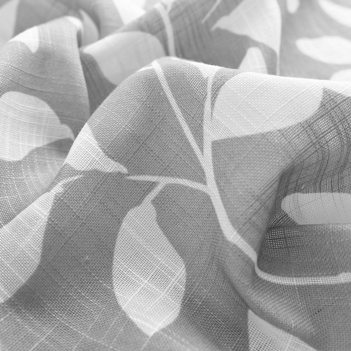 Leaf Semi Sheer Curtains for Bedroom Living Room 52x72" Taupe White Print 2