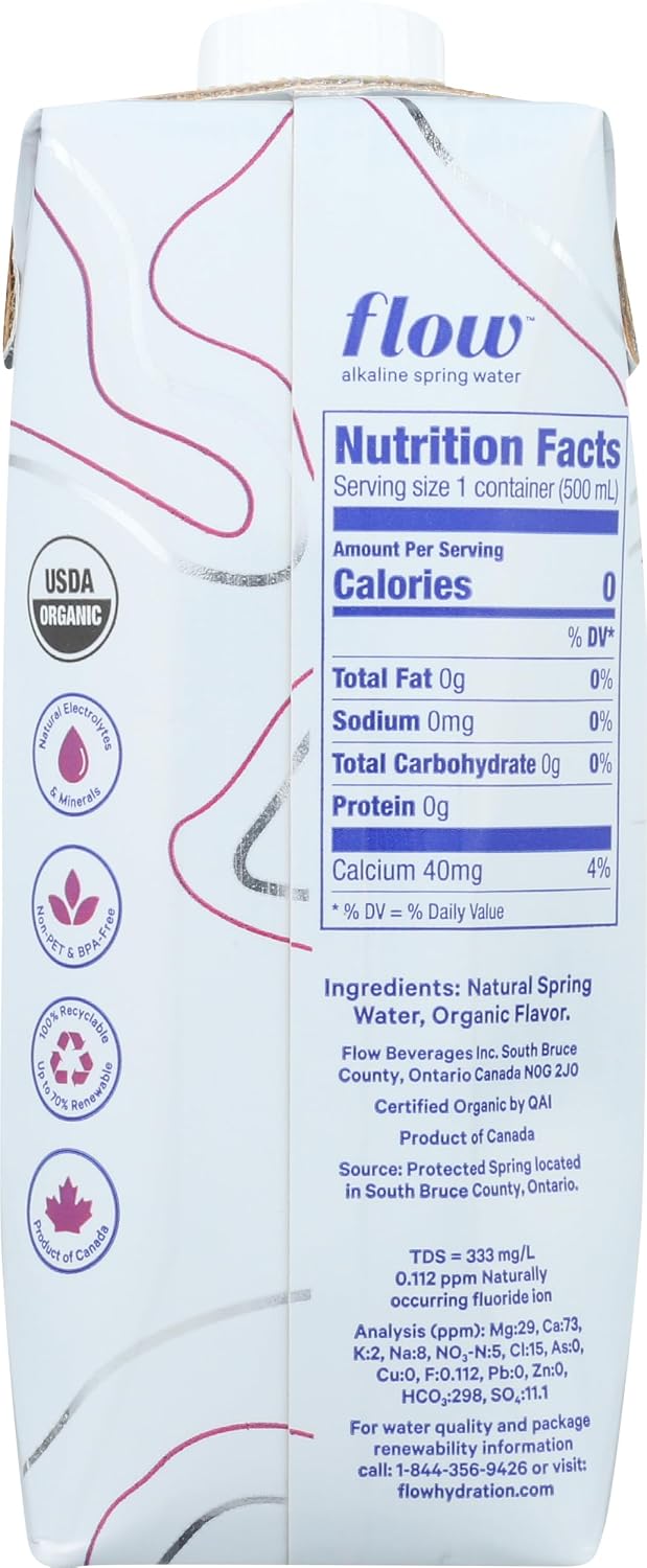 FLOW WATER Organic Blackberry Hibiscus Alkaline Water, 16.9 FZ